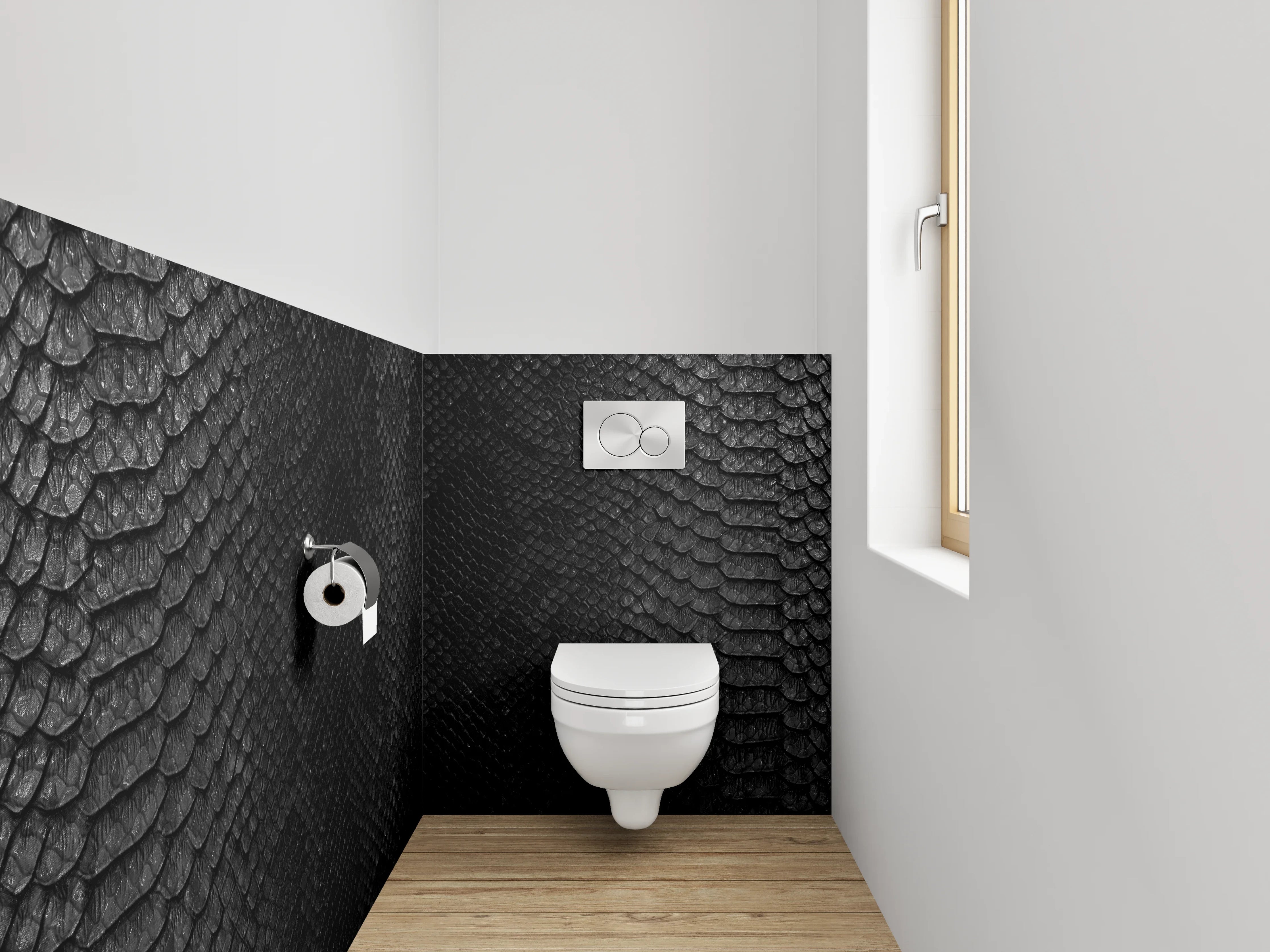 WC-Rückwand - Schwarze Schuppen Struktur