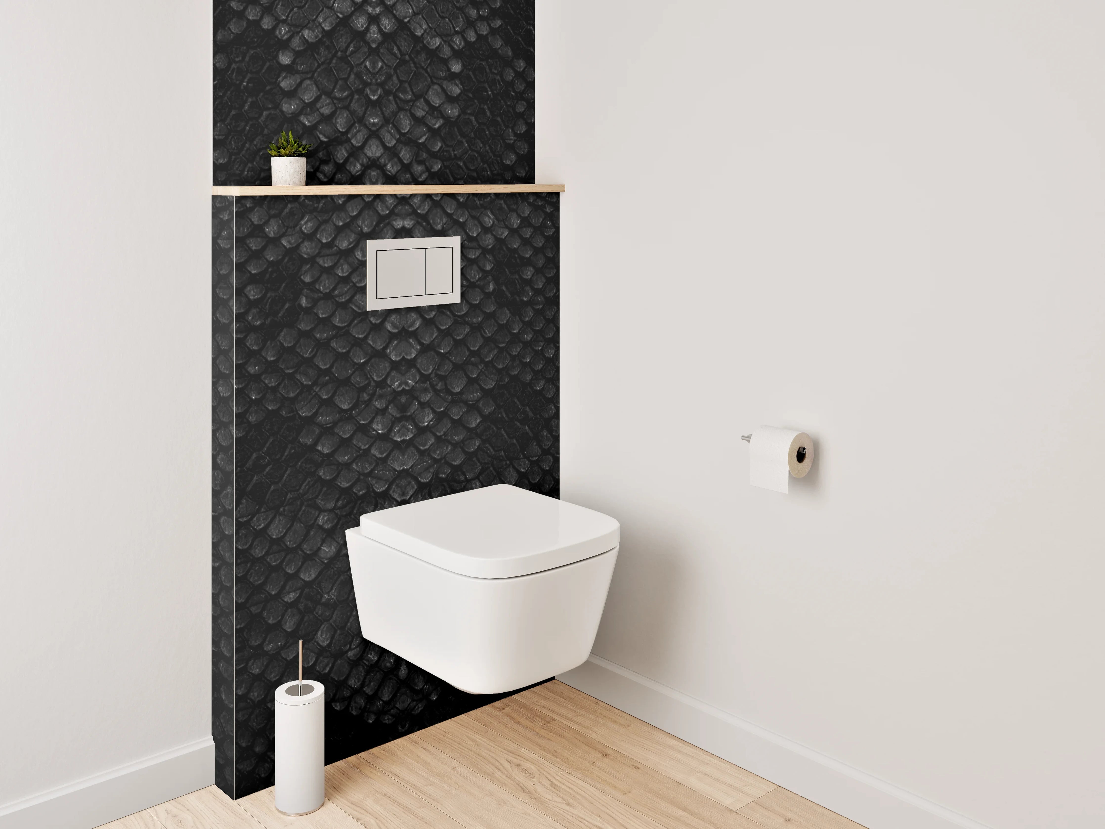 WC-Rückwand - Schwarze Schuppen Struktur