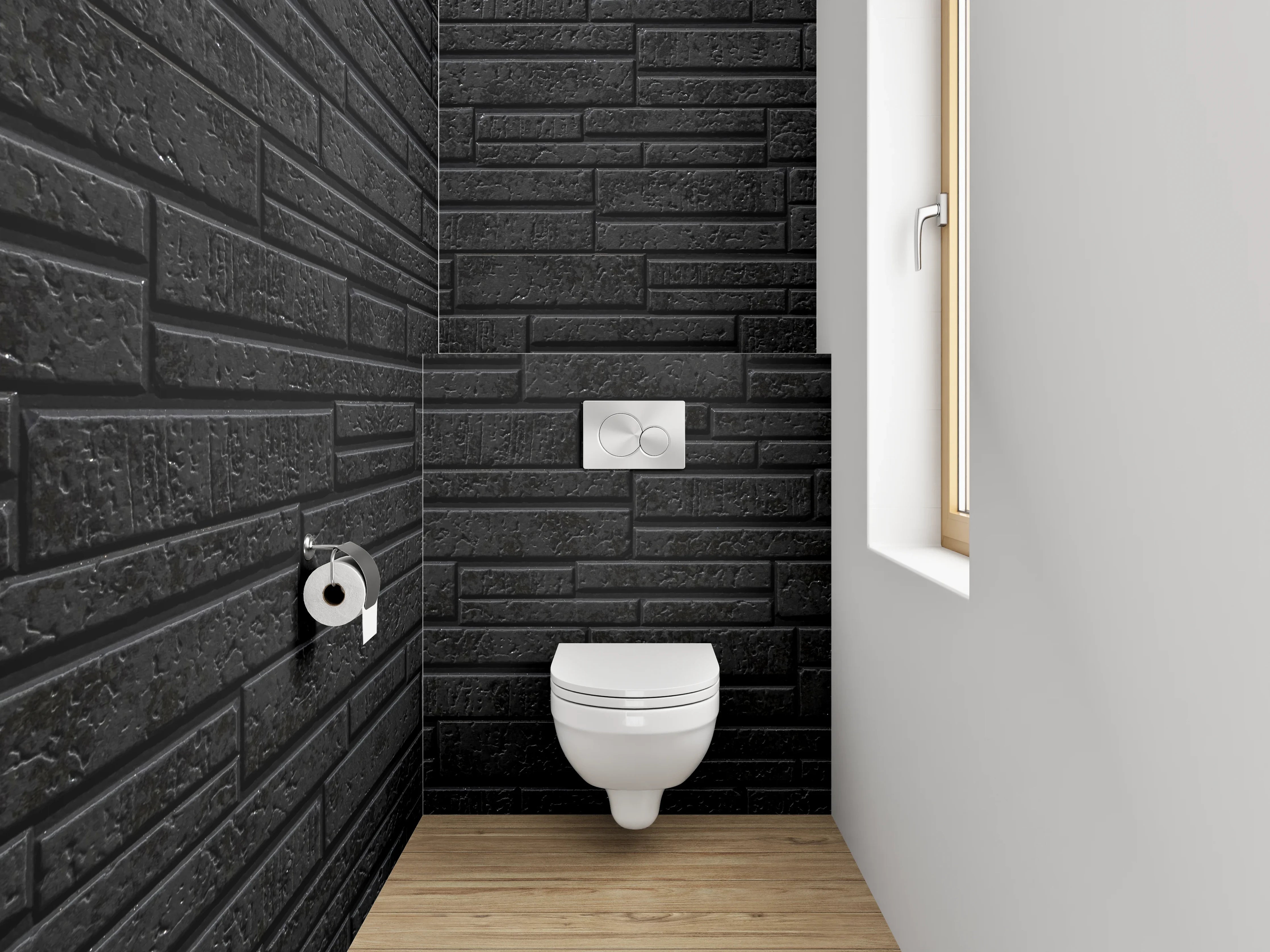 WC-Rückwand - Schwarze Steinoptik Wandverkleidung