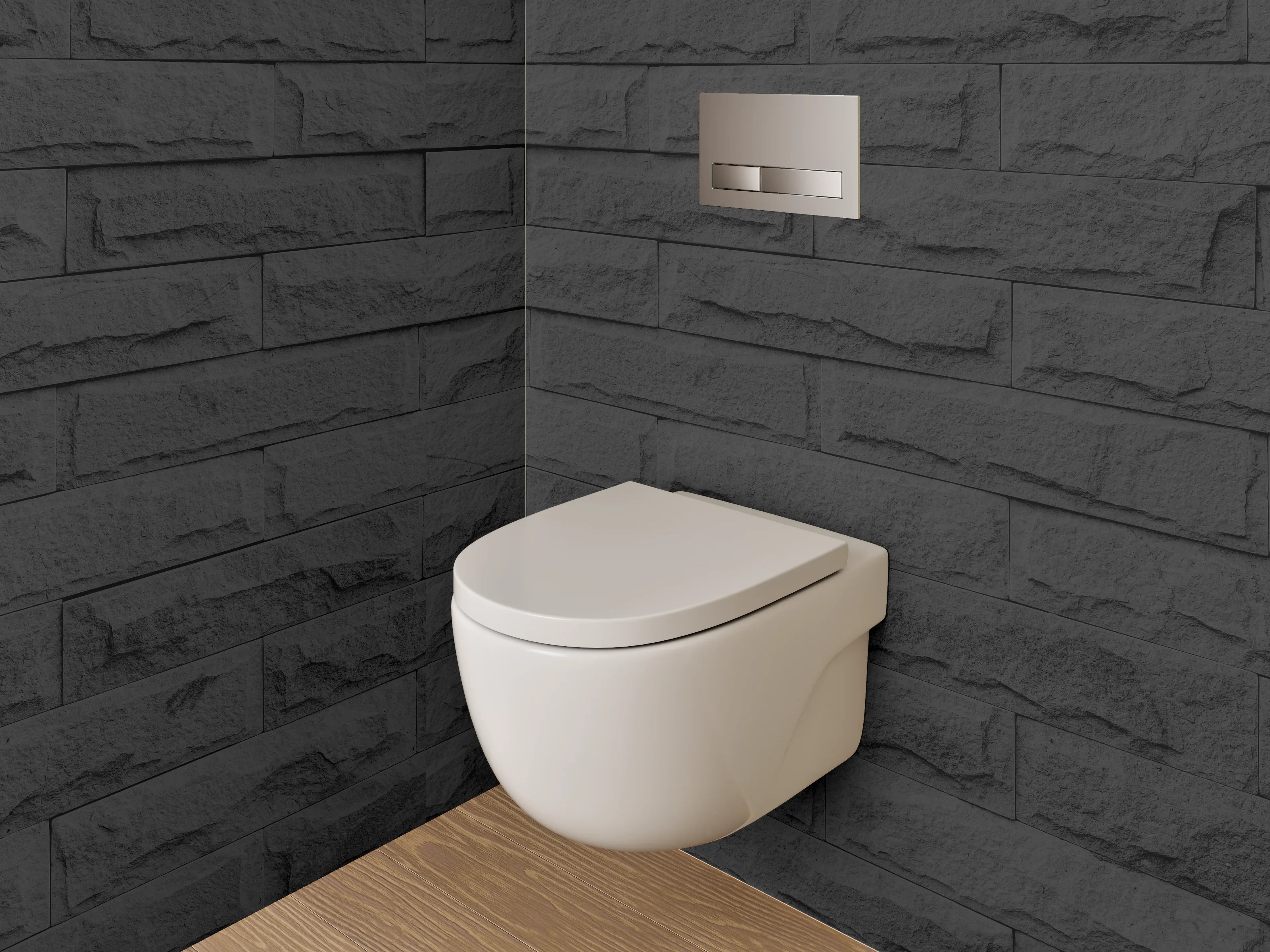 WC-Rückwand - Schwarze Steinwand-Optik modern