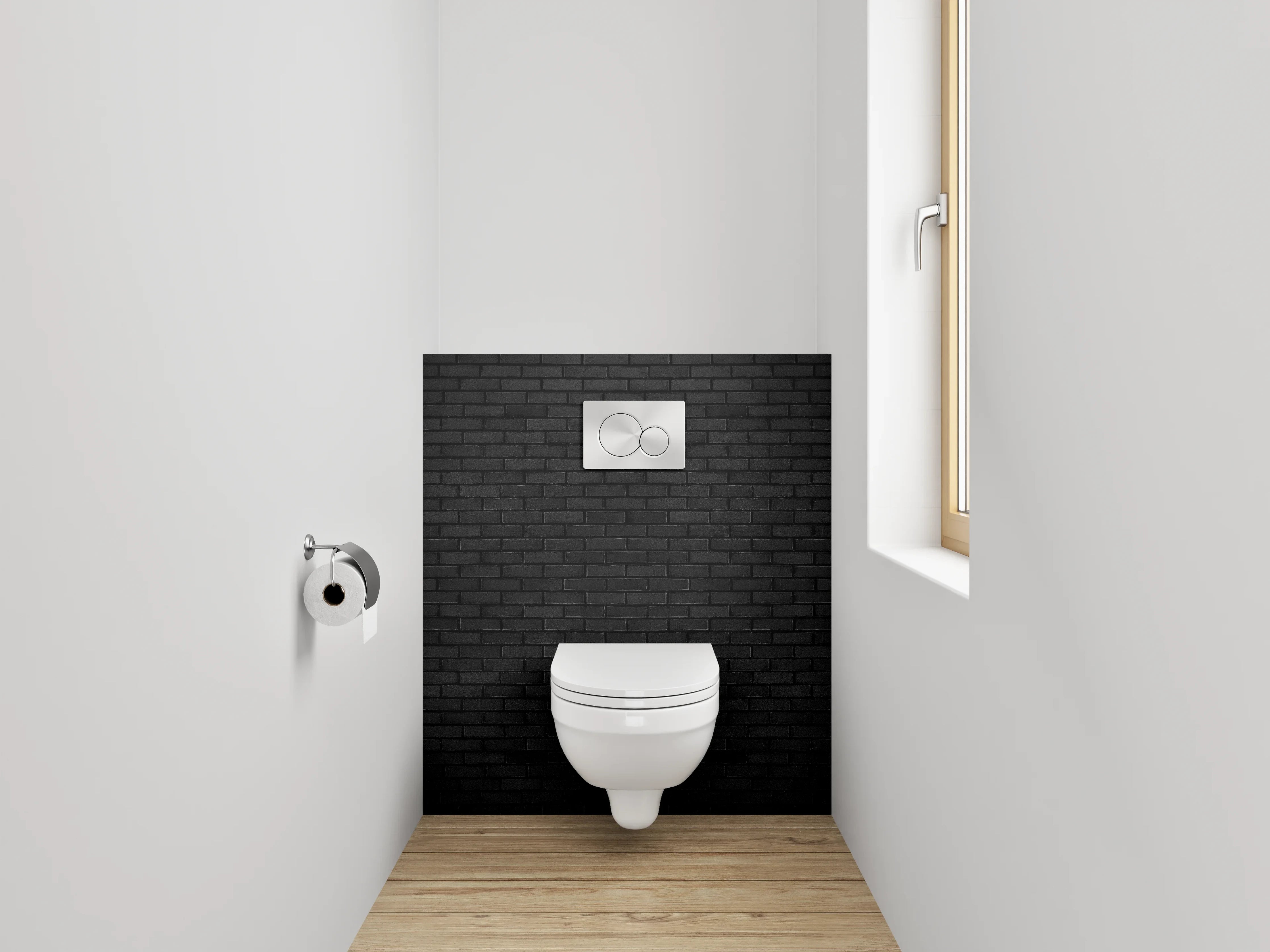 WC-Rückwand - Schwarze Ziegel Backsteinmauer Textur