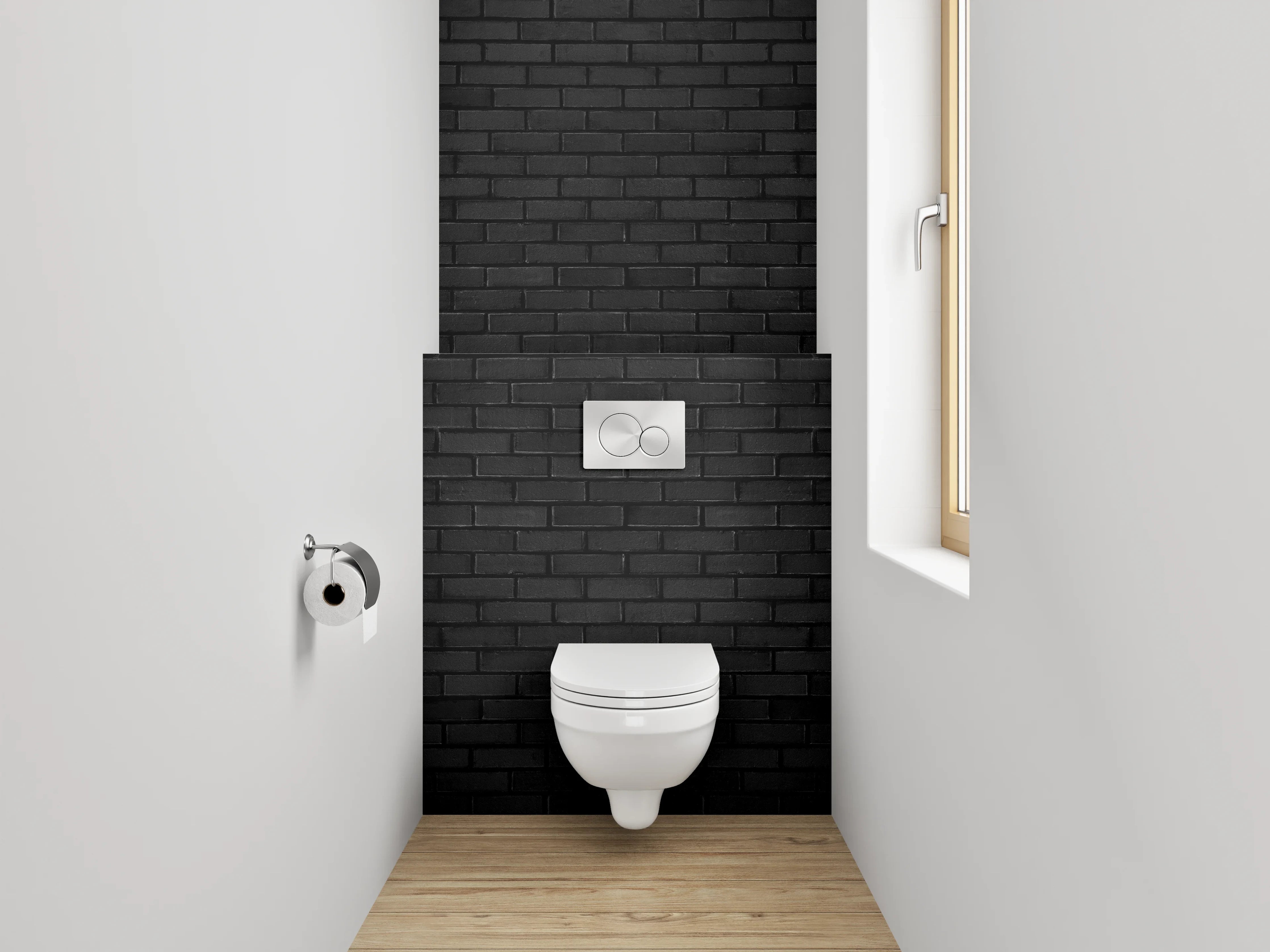 WC-Rückwand - Schwarze Ziegel Backsteinmauer Textur