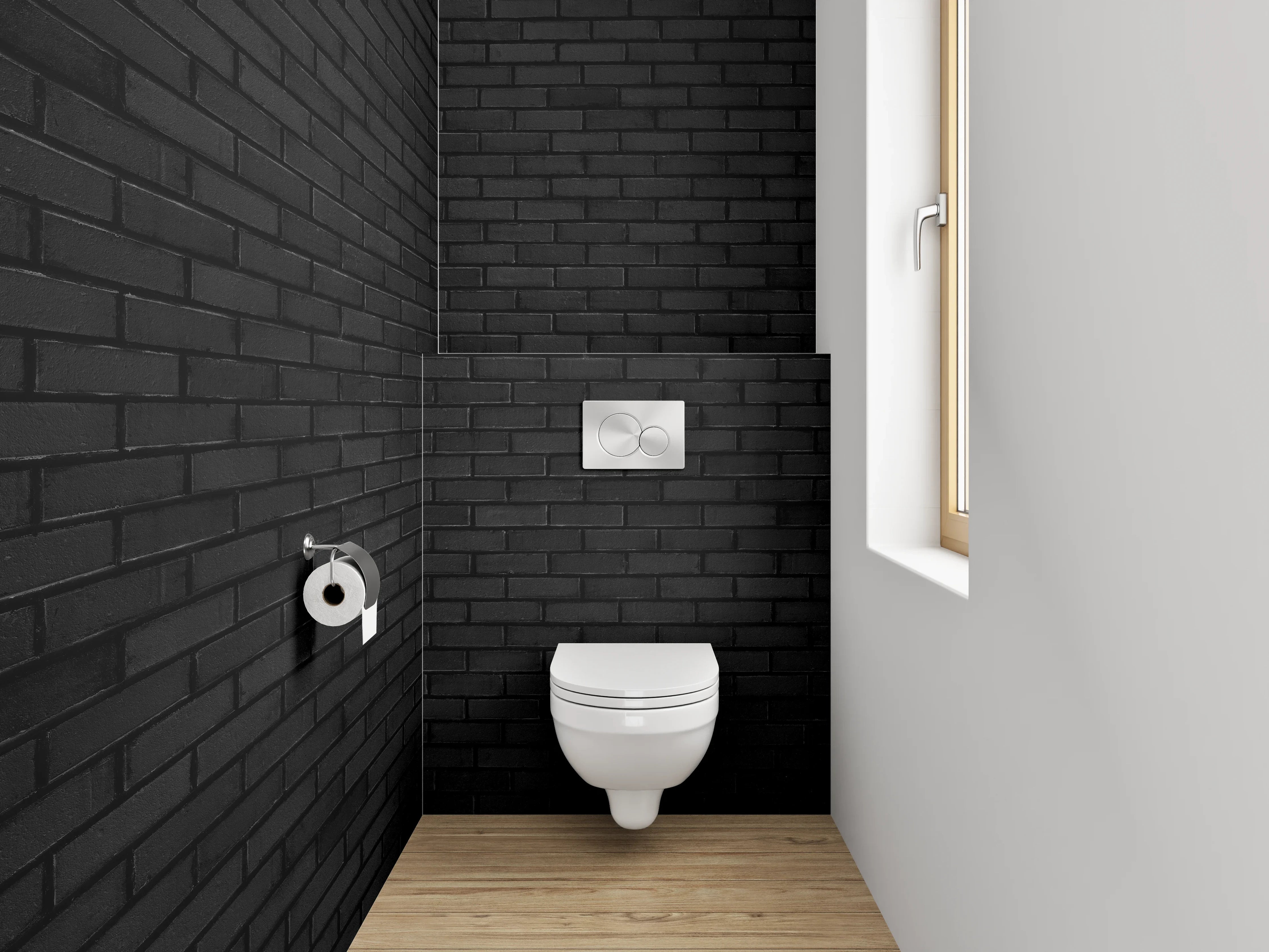 WC-Rückwand - Schwarze Ziegel Backsteinmauer Textur