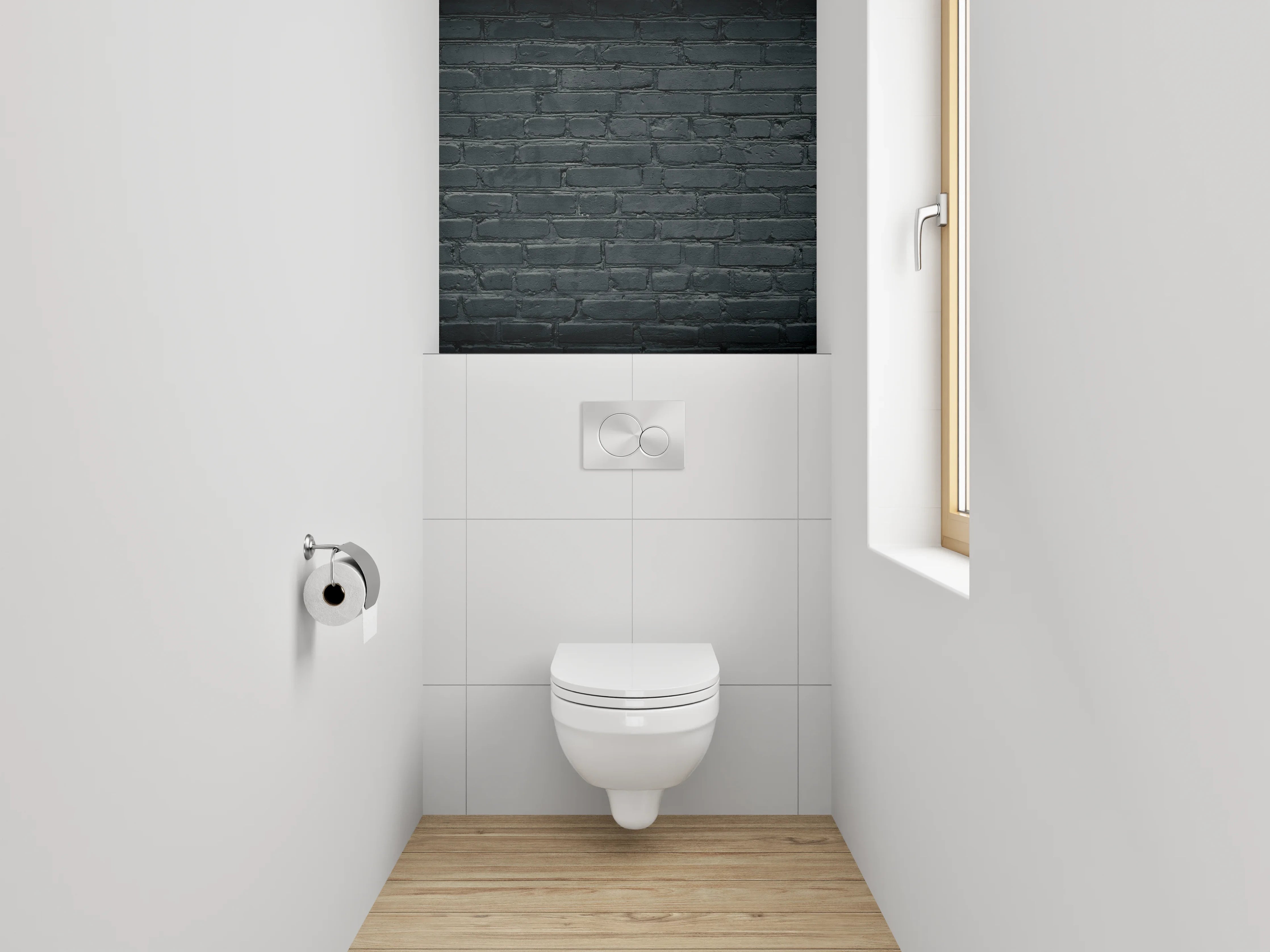 WC-Rückwand - Schwarze Ziegelmauer bei Nacht