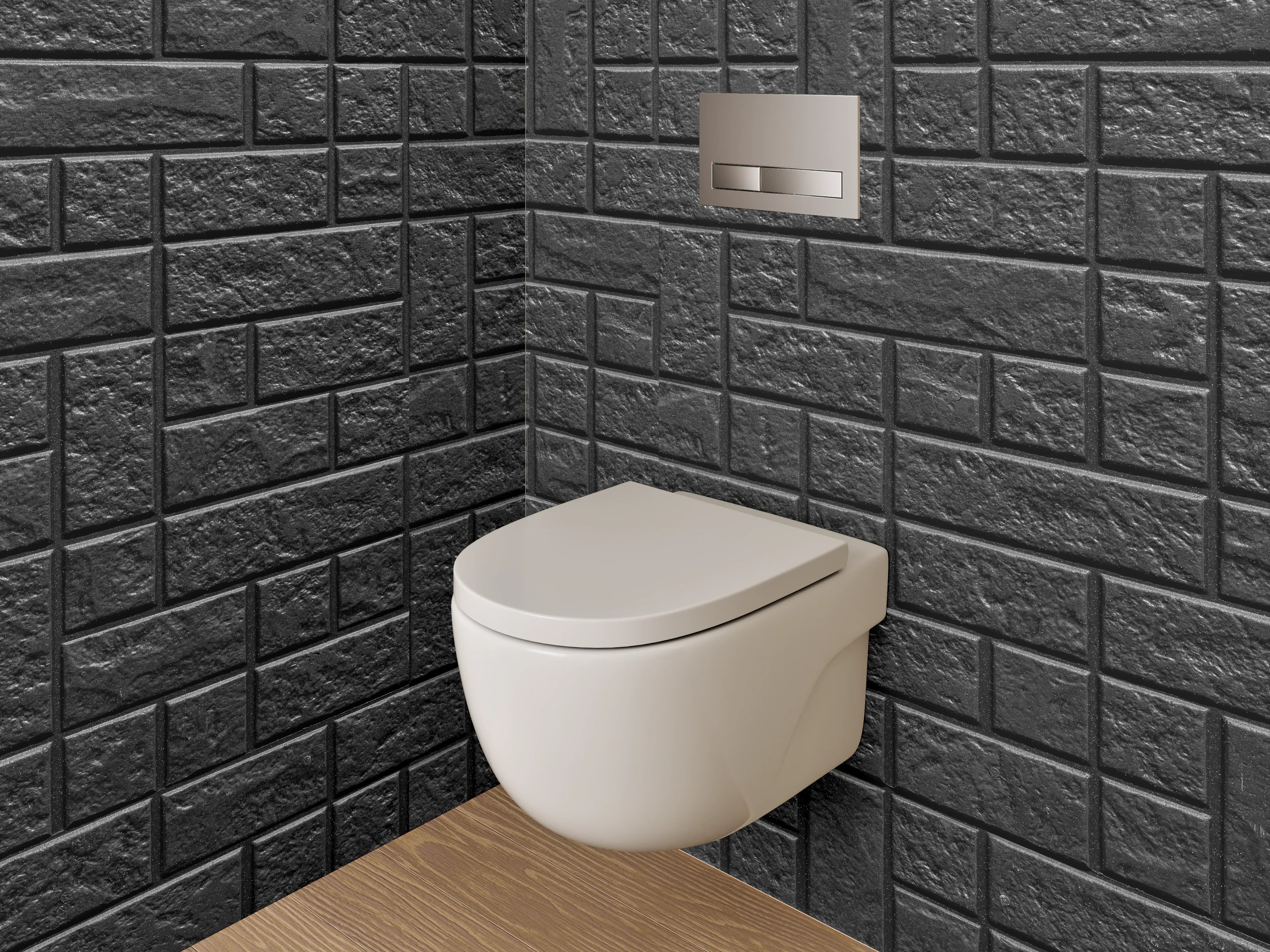 WC-Rückwand - Schwarze Ziegelmauer mit Texturen
