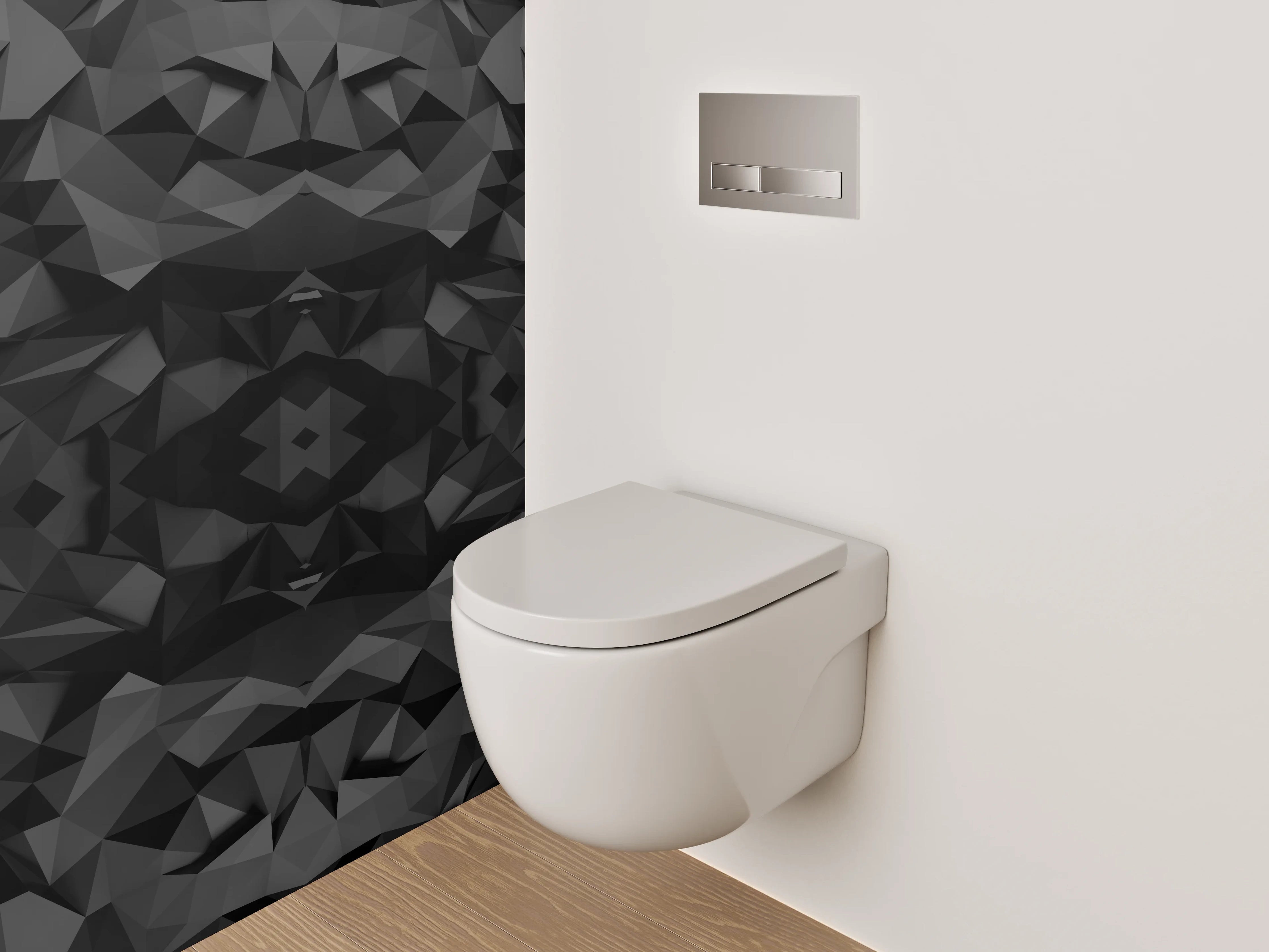 WC-Rückwand - Schwarze geometrische Polygon-Struktur