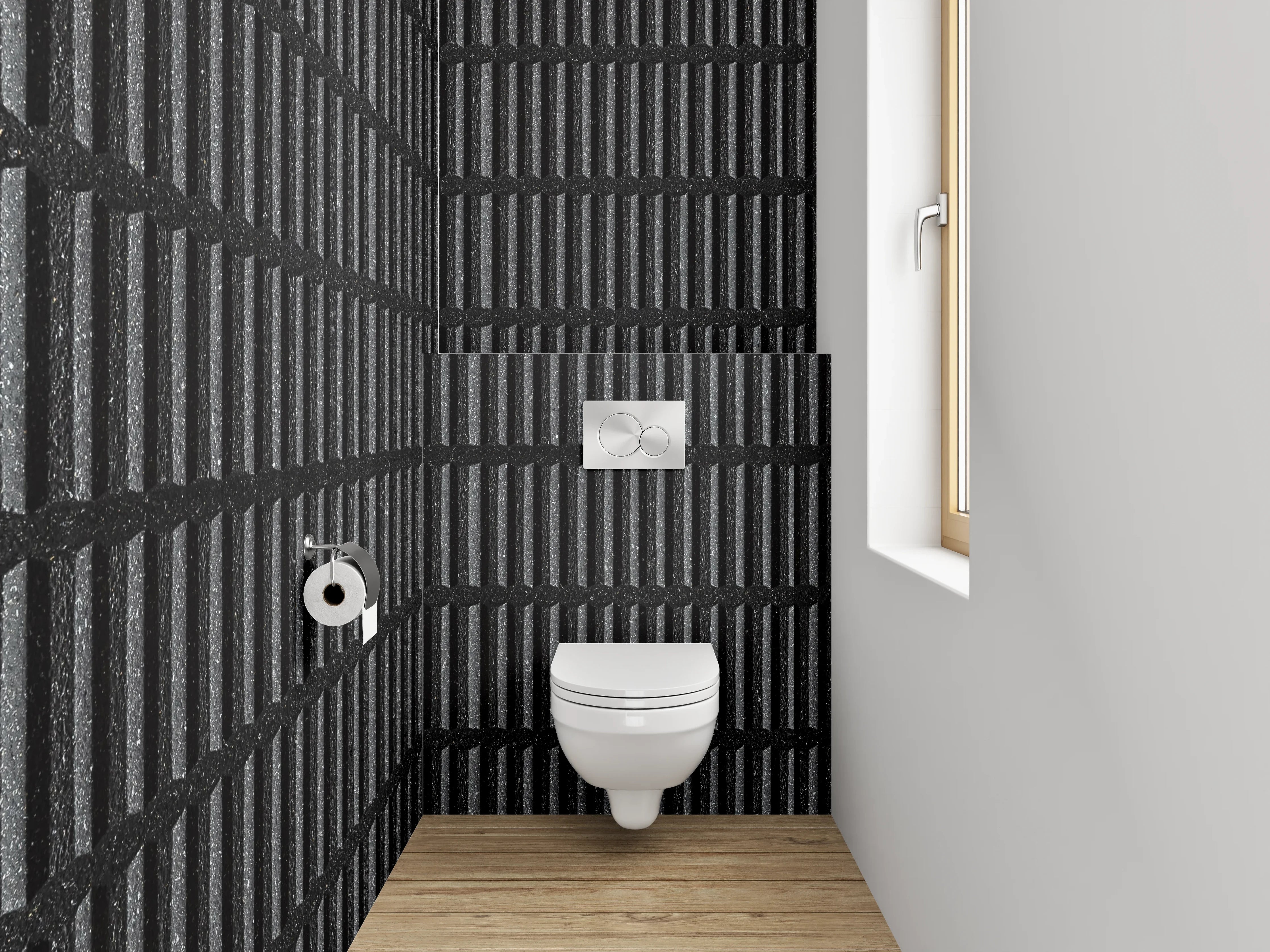 WC-Rückwand - Schwarze industrielle Streifenmuster Optik