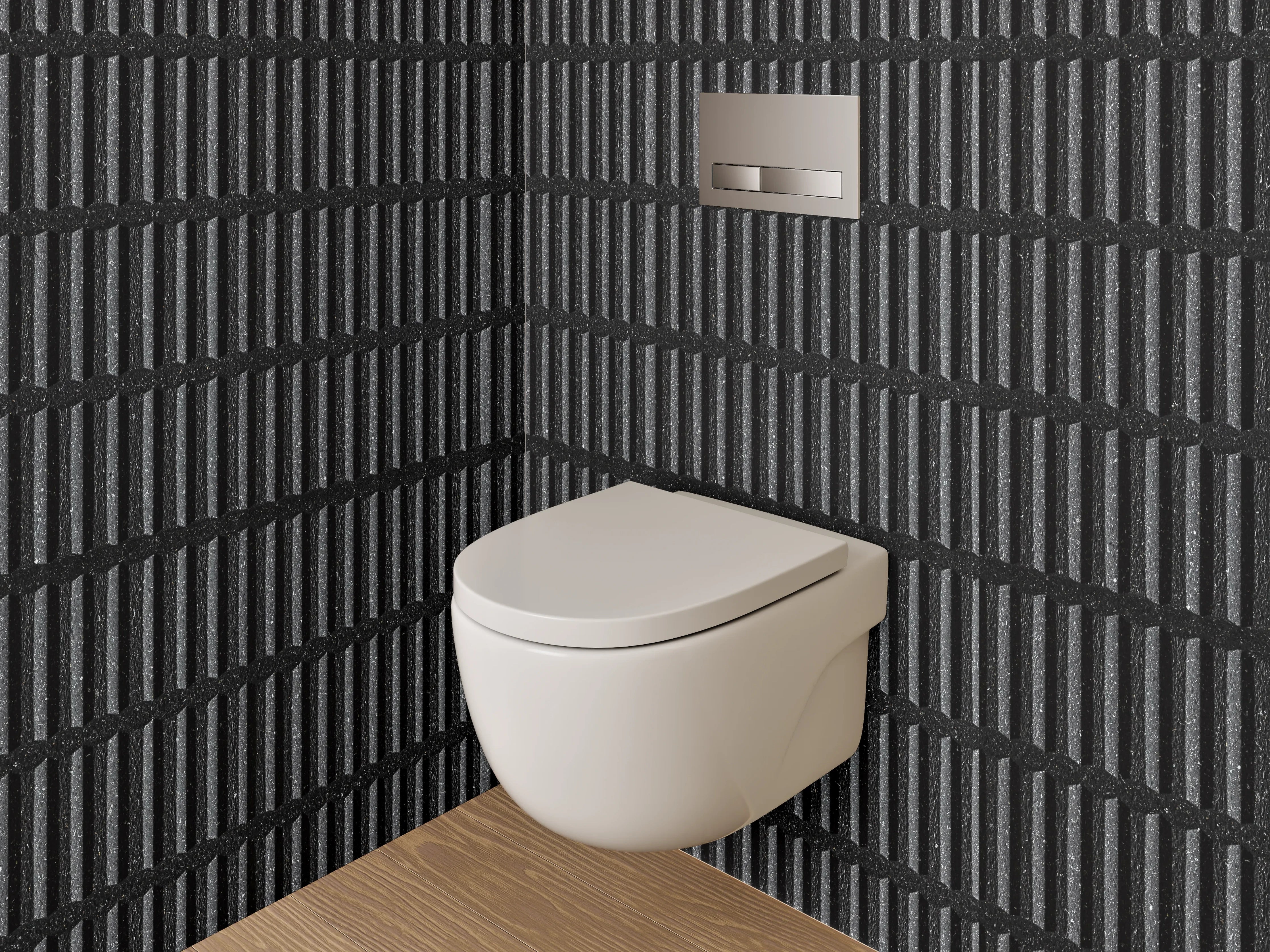 WC-Rückwand - Schwarze industrielle Streifenmuster Optik