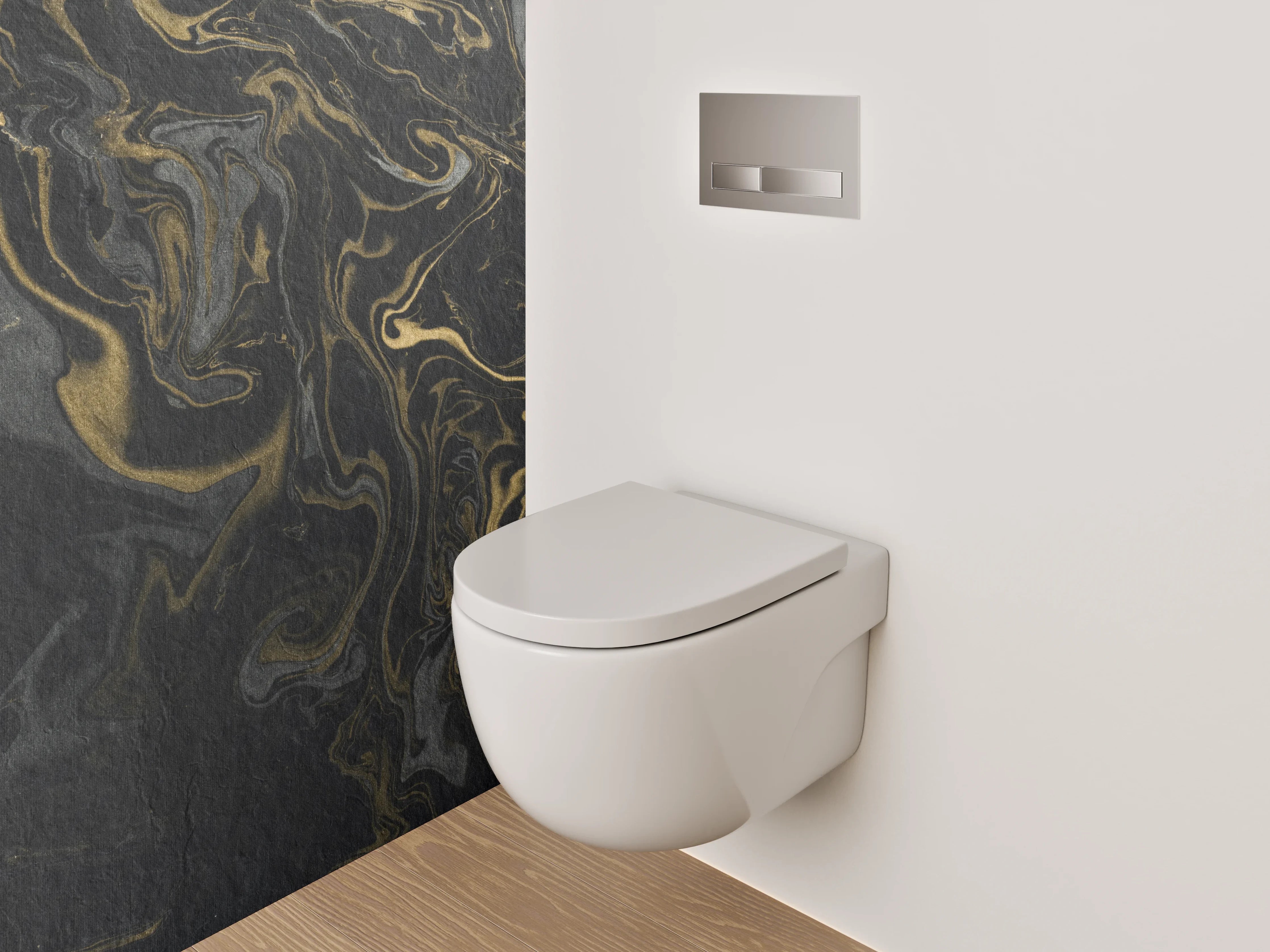 WC-Rückwand - Schwarzer Marmor Gold Struktur