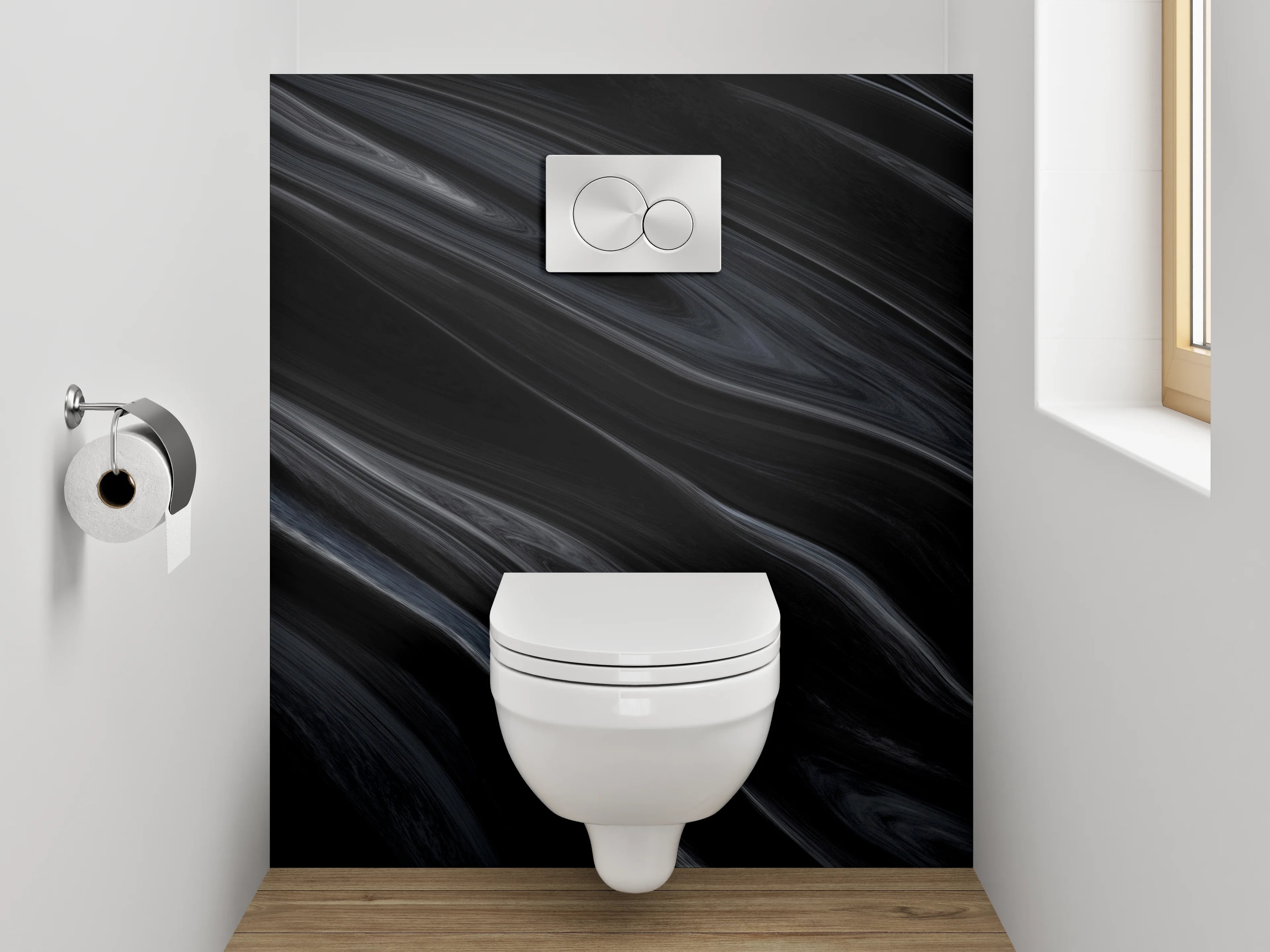 WC-Rückwand - Schwarzer Marmor Look modern