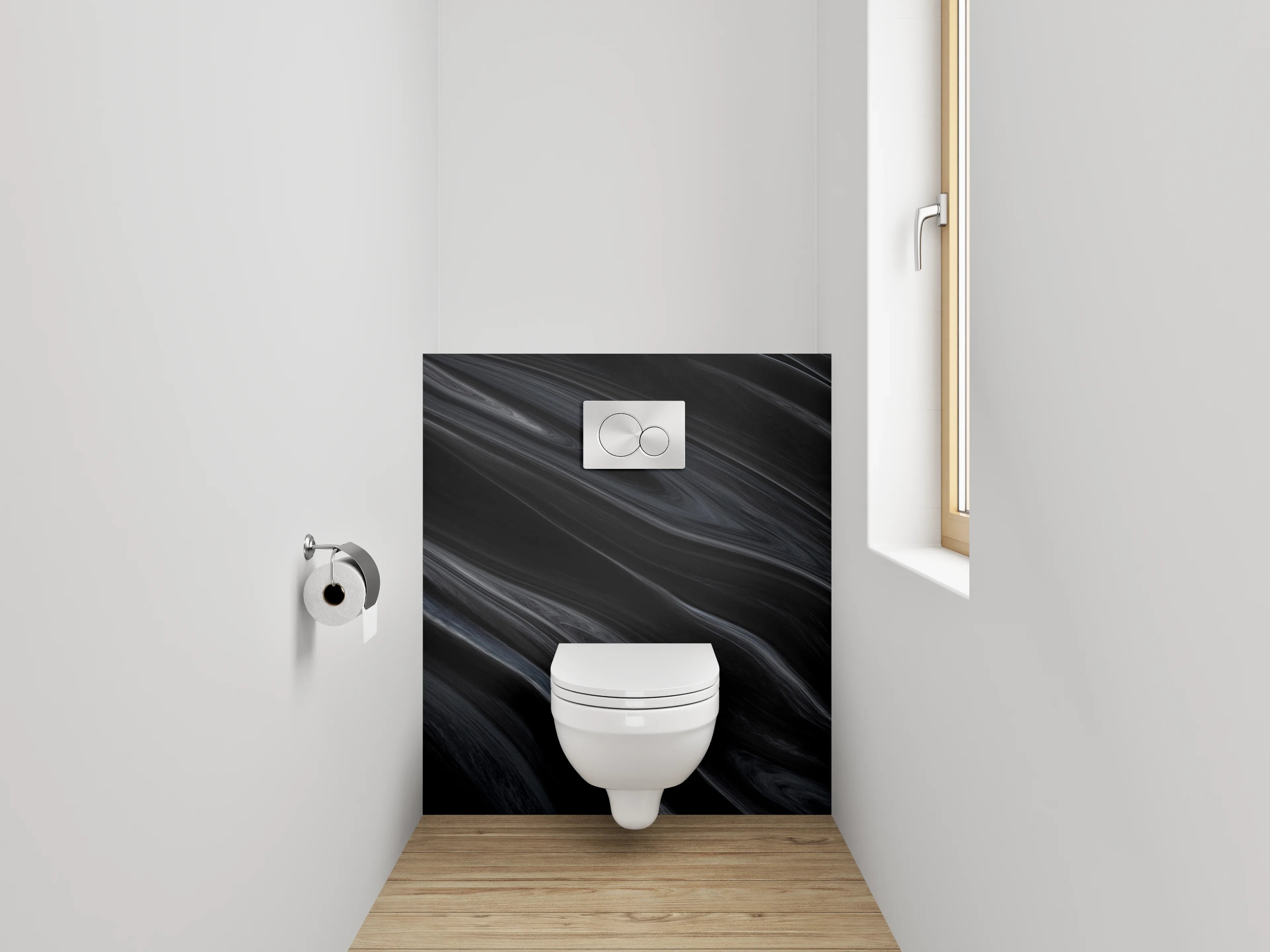 WC-Rückwand - Schwarzer Marmor Look modern