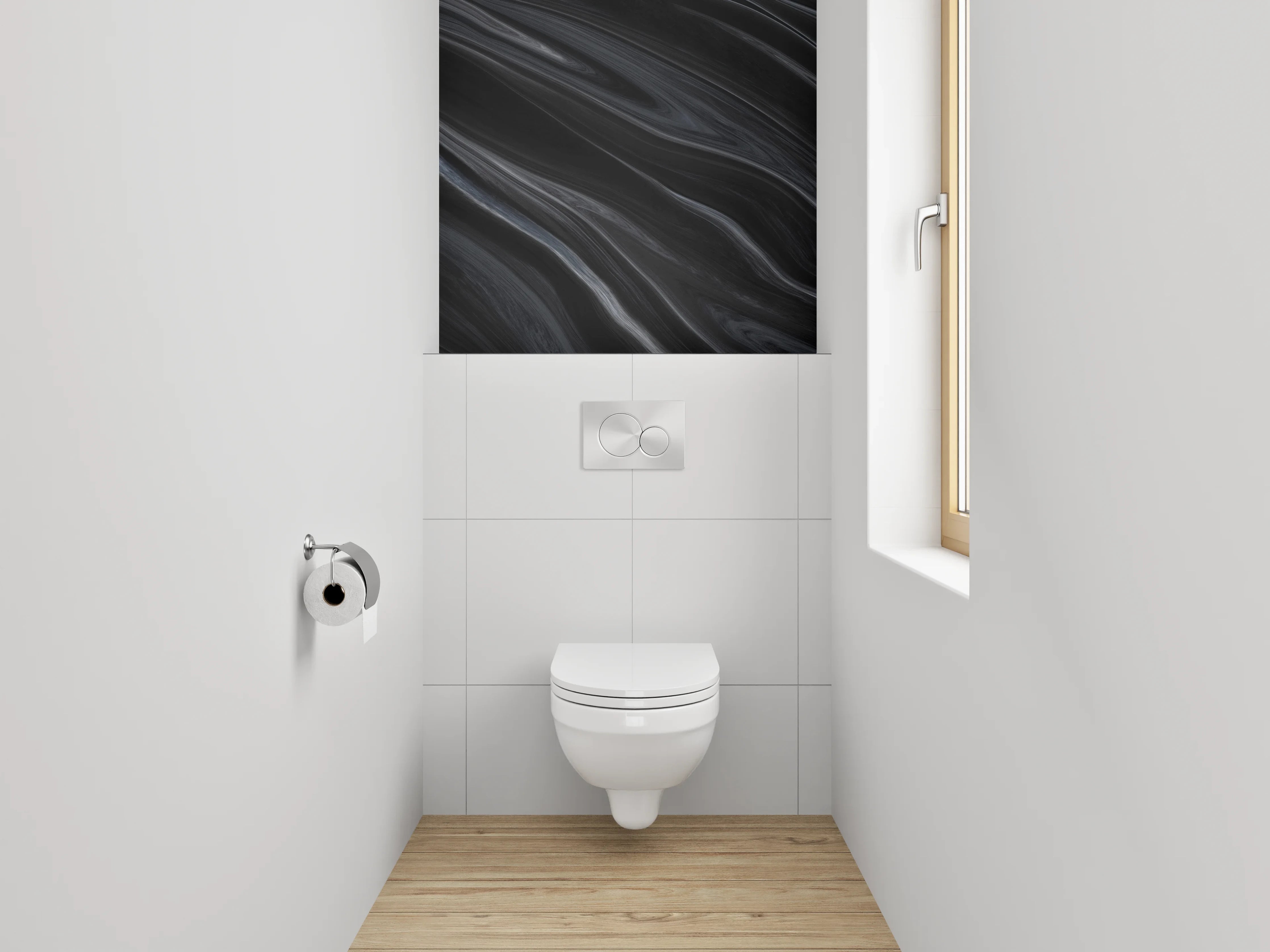 WC-Rückwand - Schwarzer Marmor Look modern