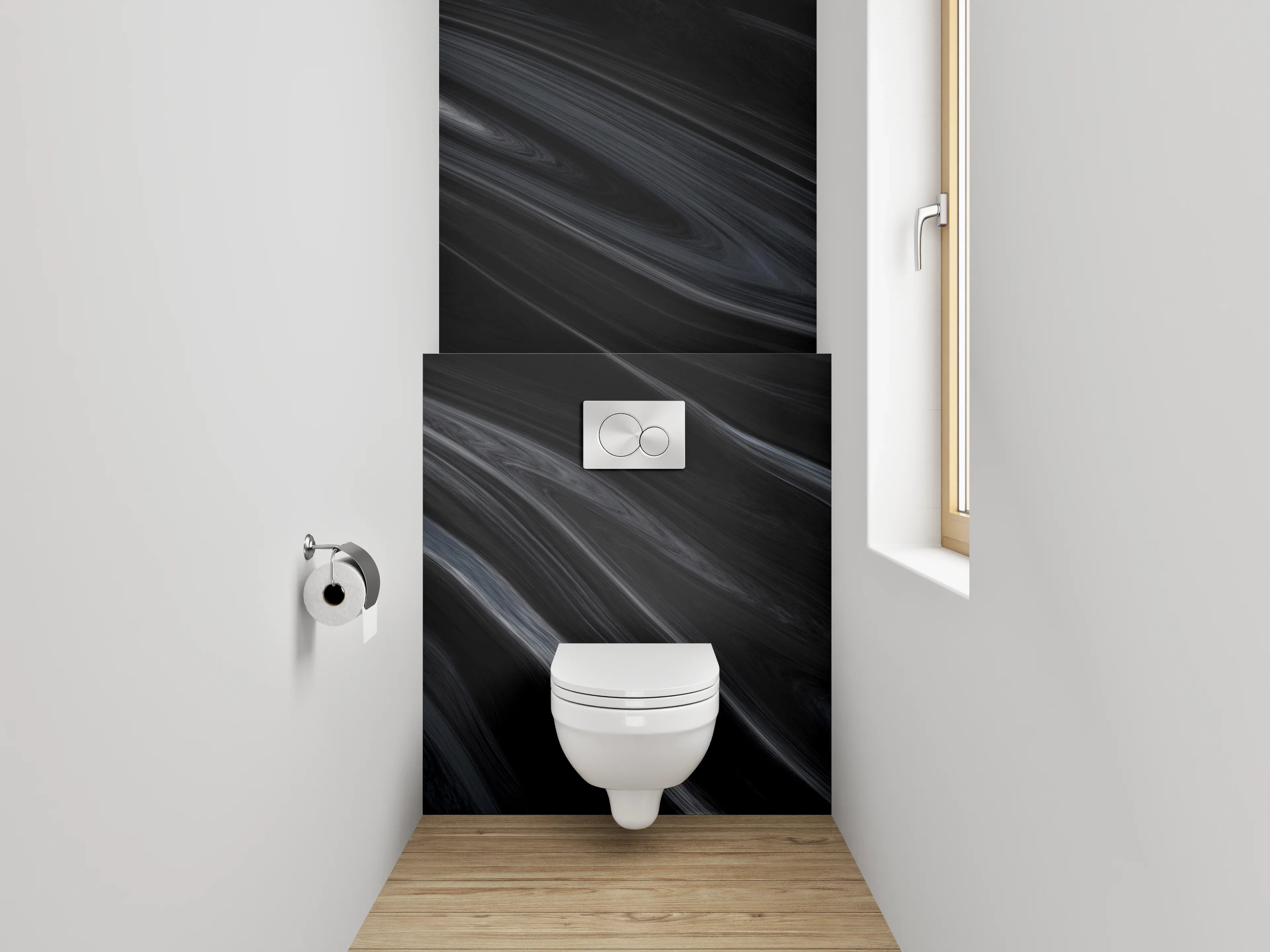 WC-Rückwand - Schwarzer Marmor Look modern
