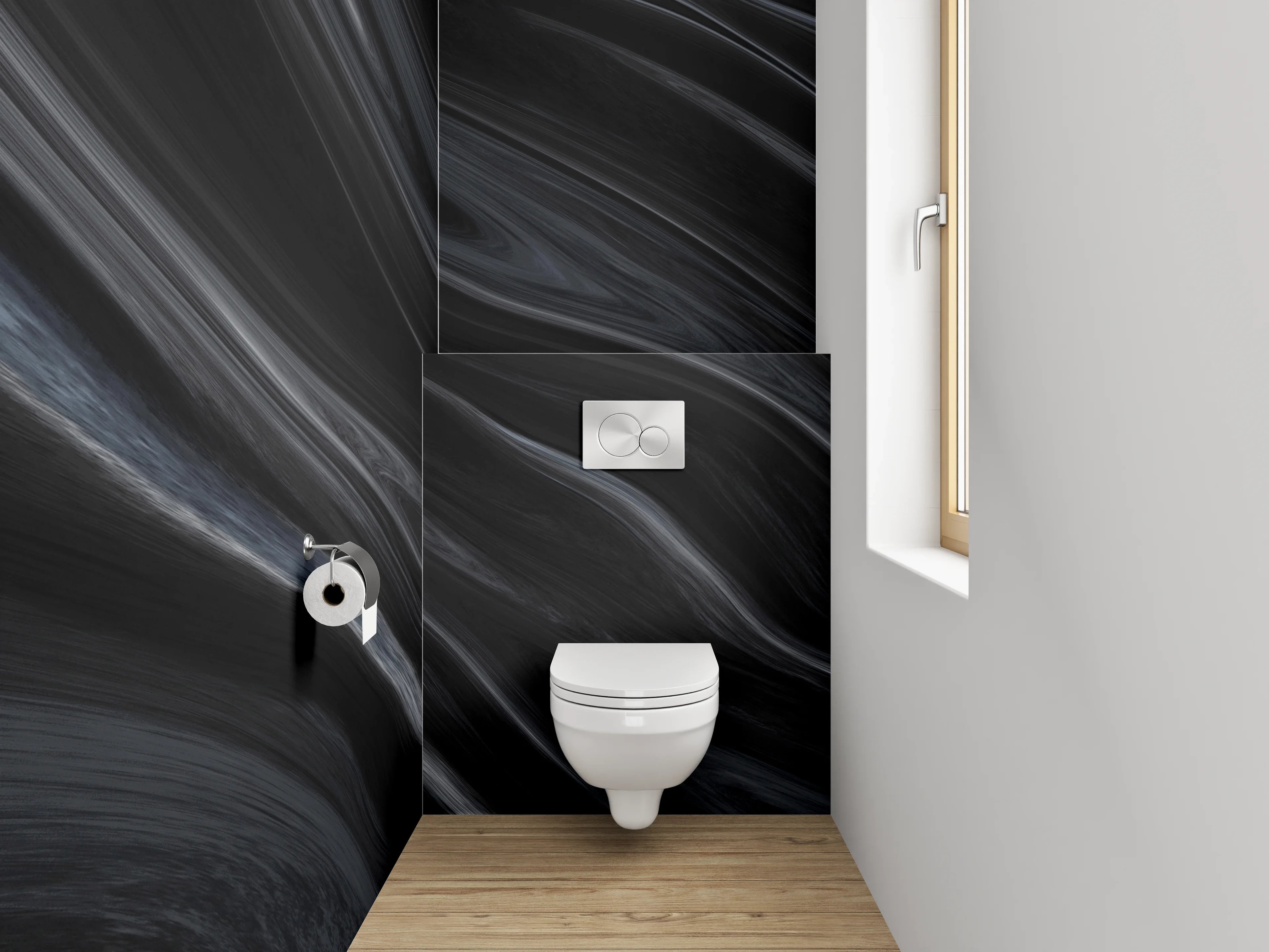 WC-Rückwand - Schwarzer Marmor Look modern