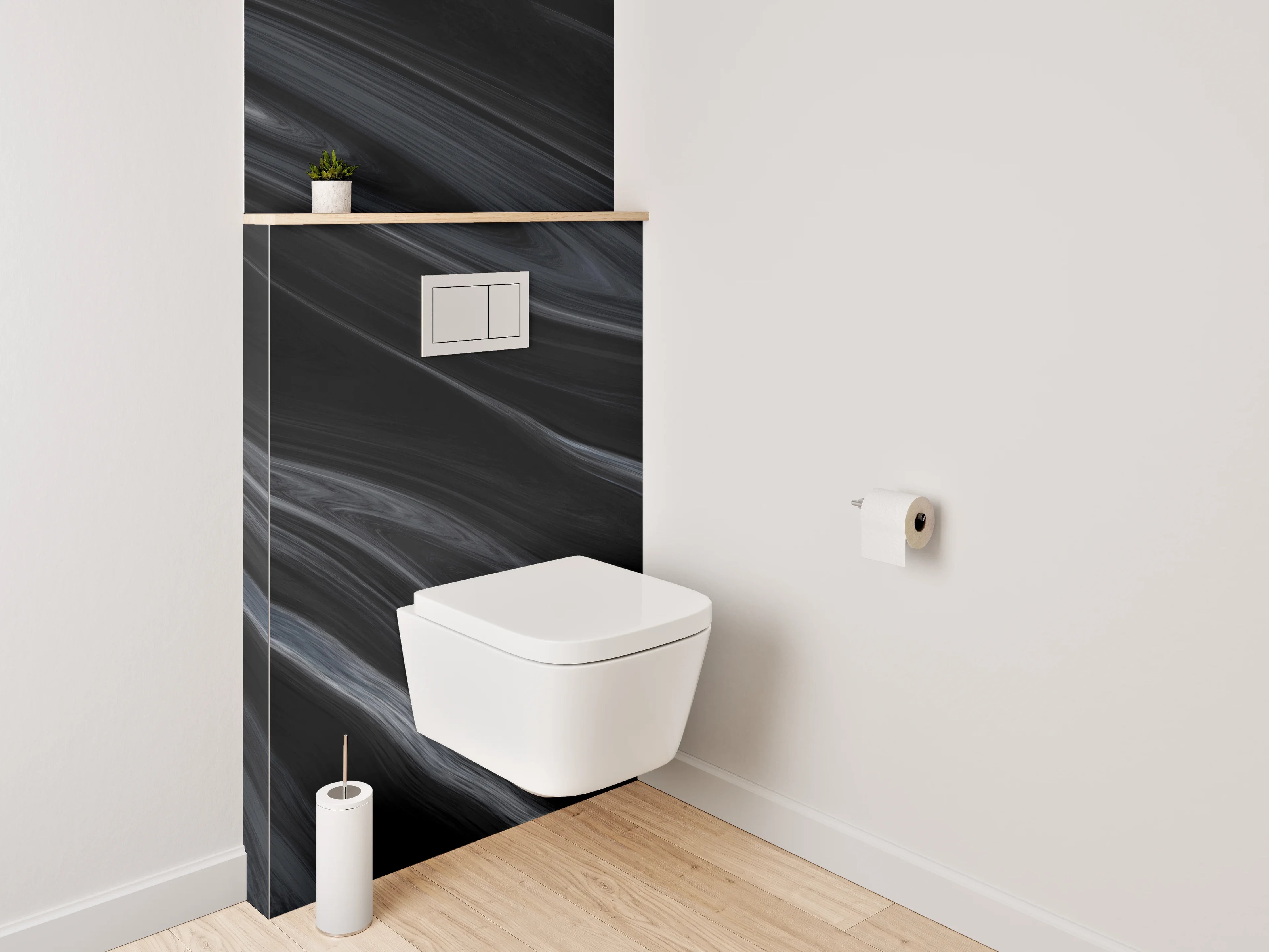 WC-Rückwand - Schwarzer Marmor Look modern
