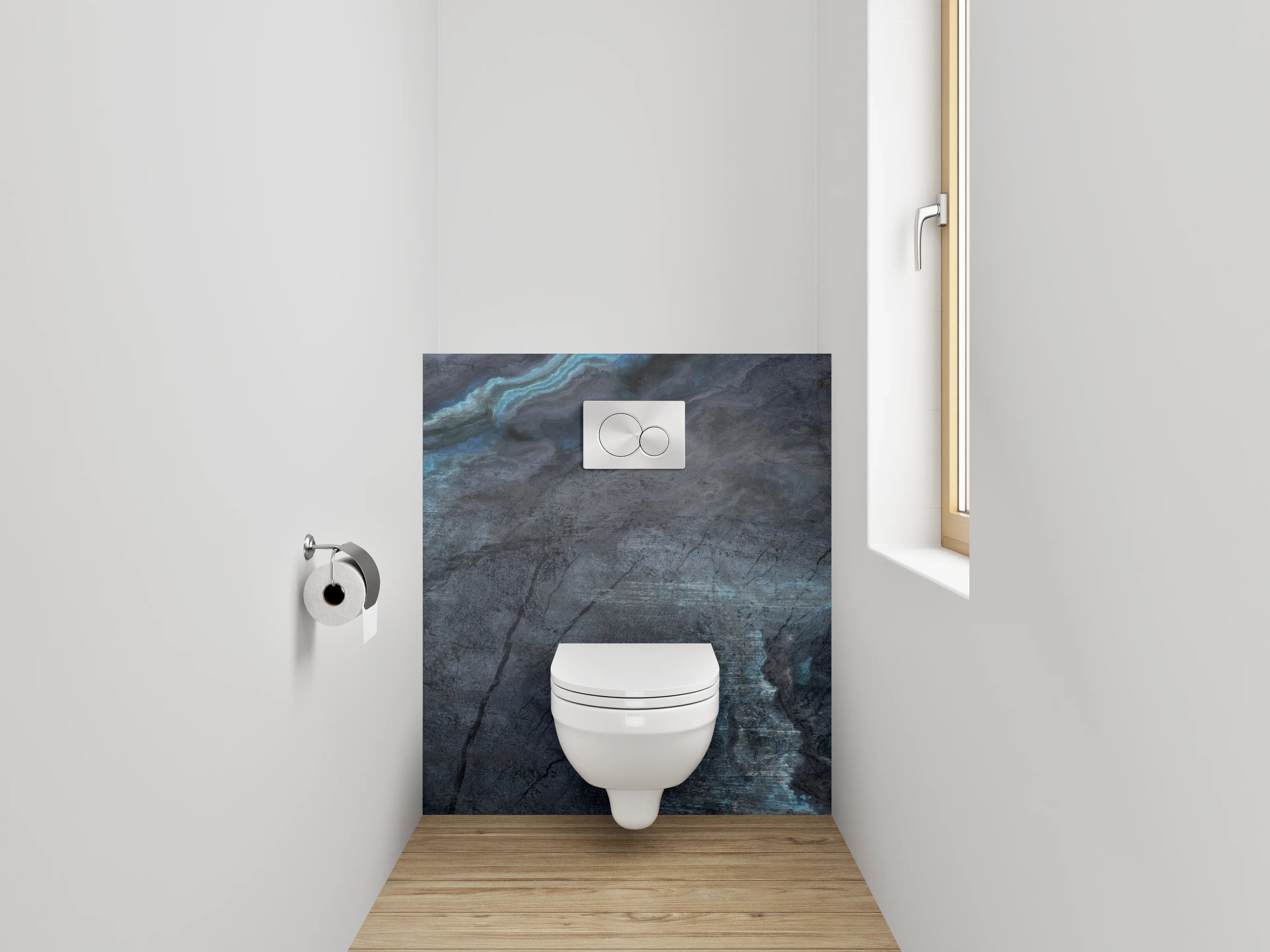 WC-Rückwand - Schwarzer Marmor mit blauen Adern