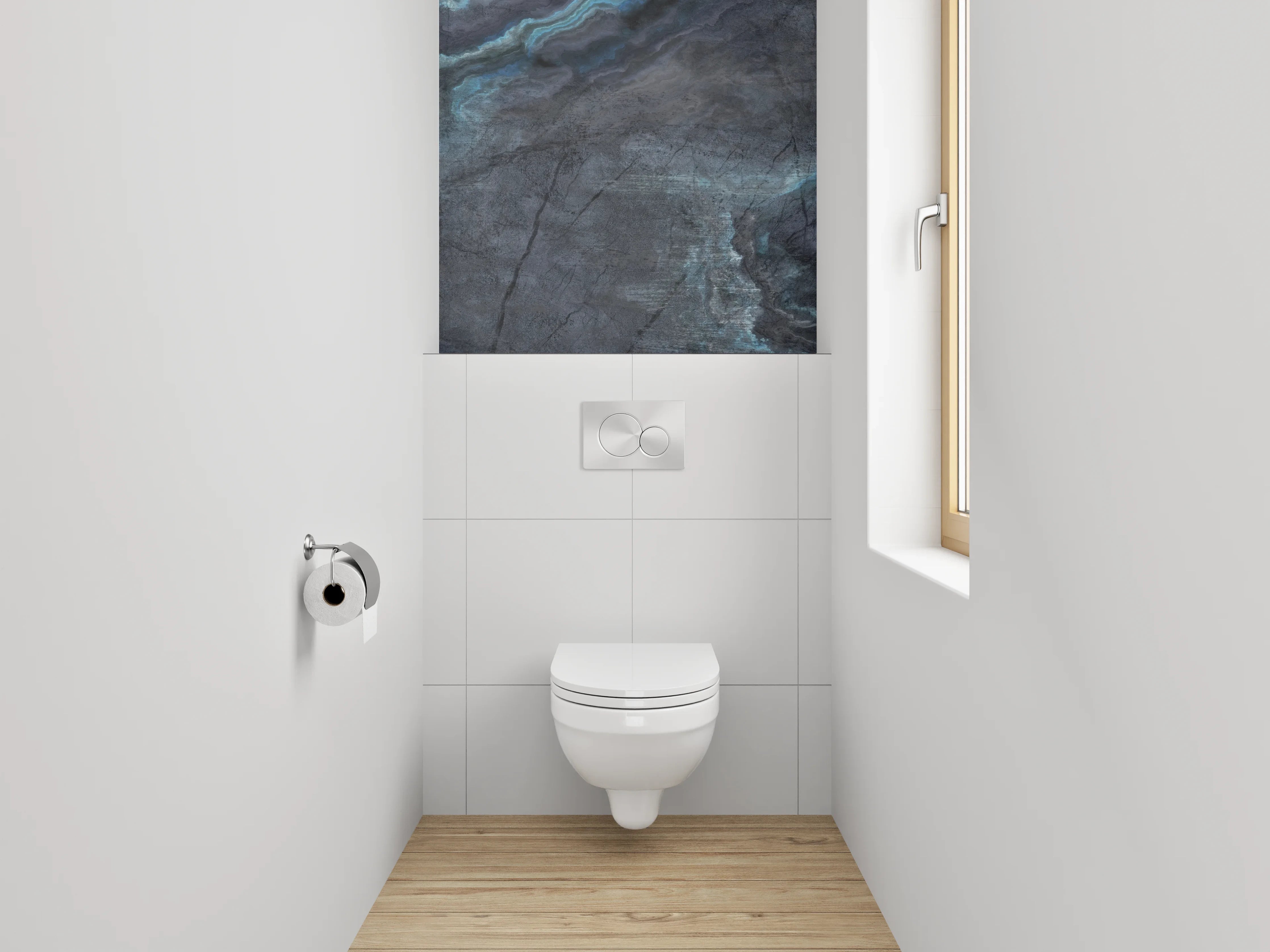 WC-Rückwand - Schwarzer Marmor mit blauen Adern