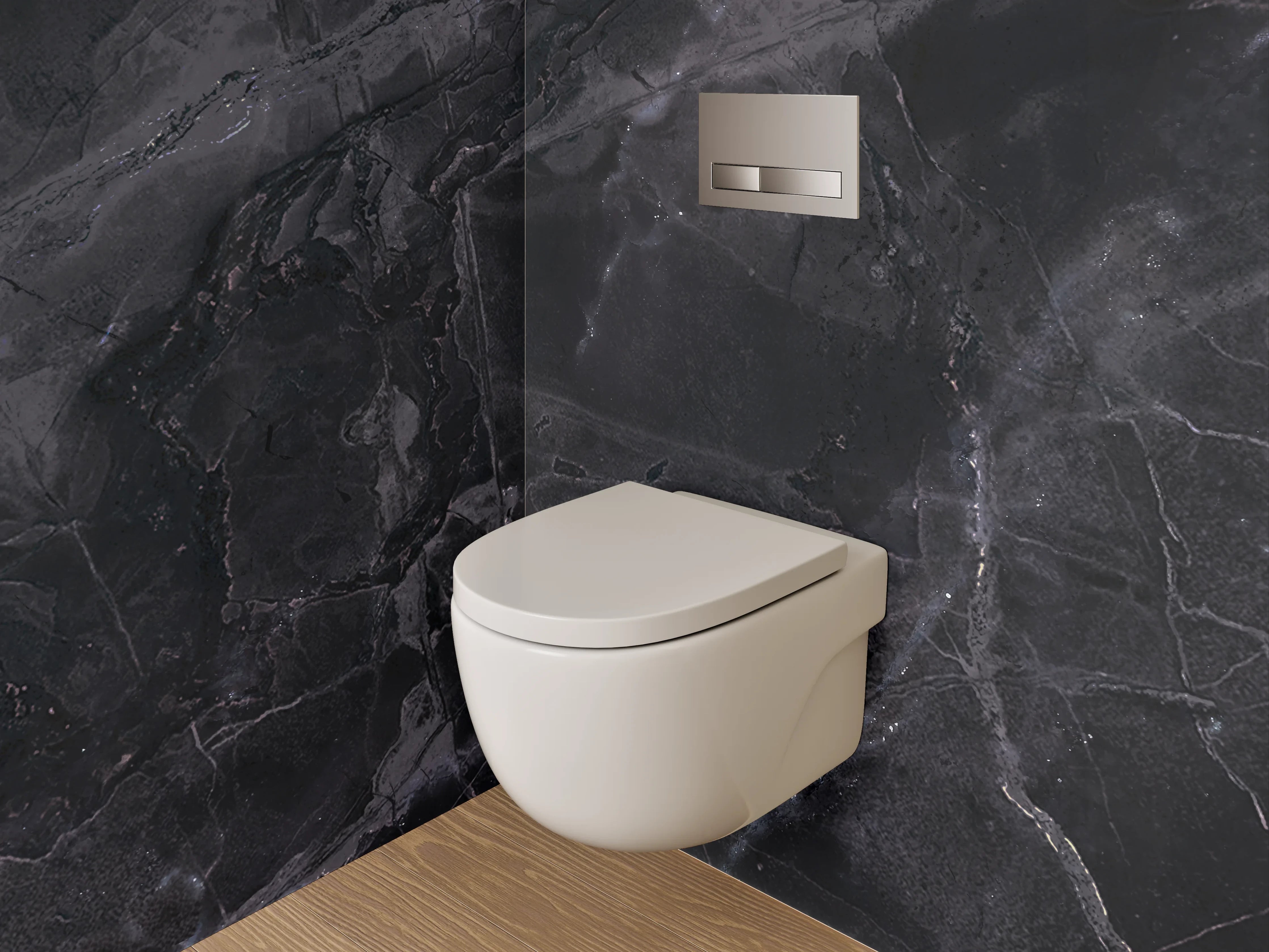WC-Rückwand - Schwarzer Marmor mit eleganter Maserung