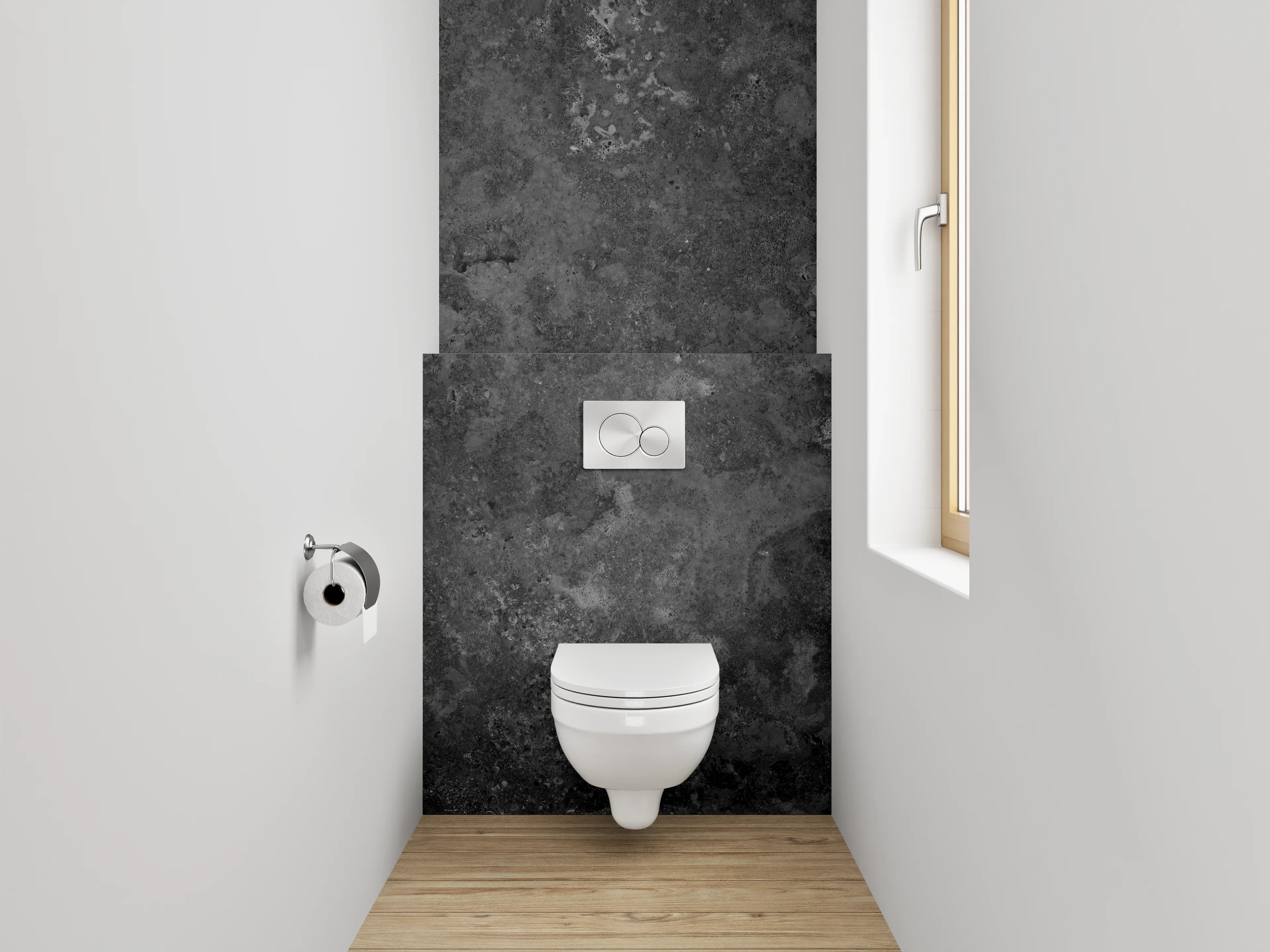 WC-Rückwand - Schwarzer Schiefer-Look Badezimmer Wand