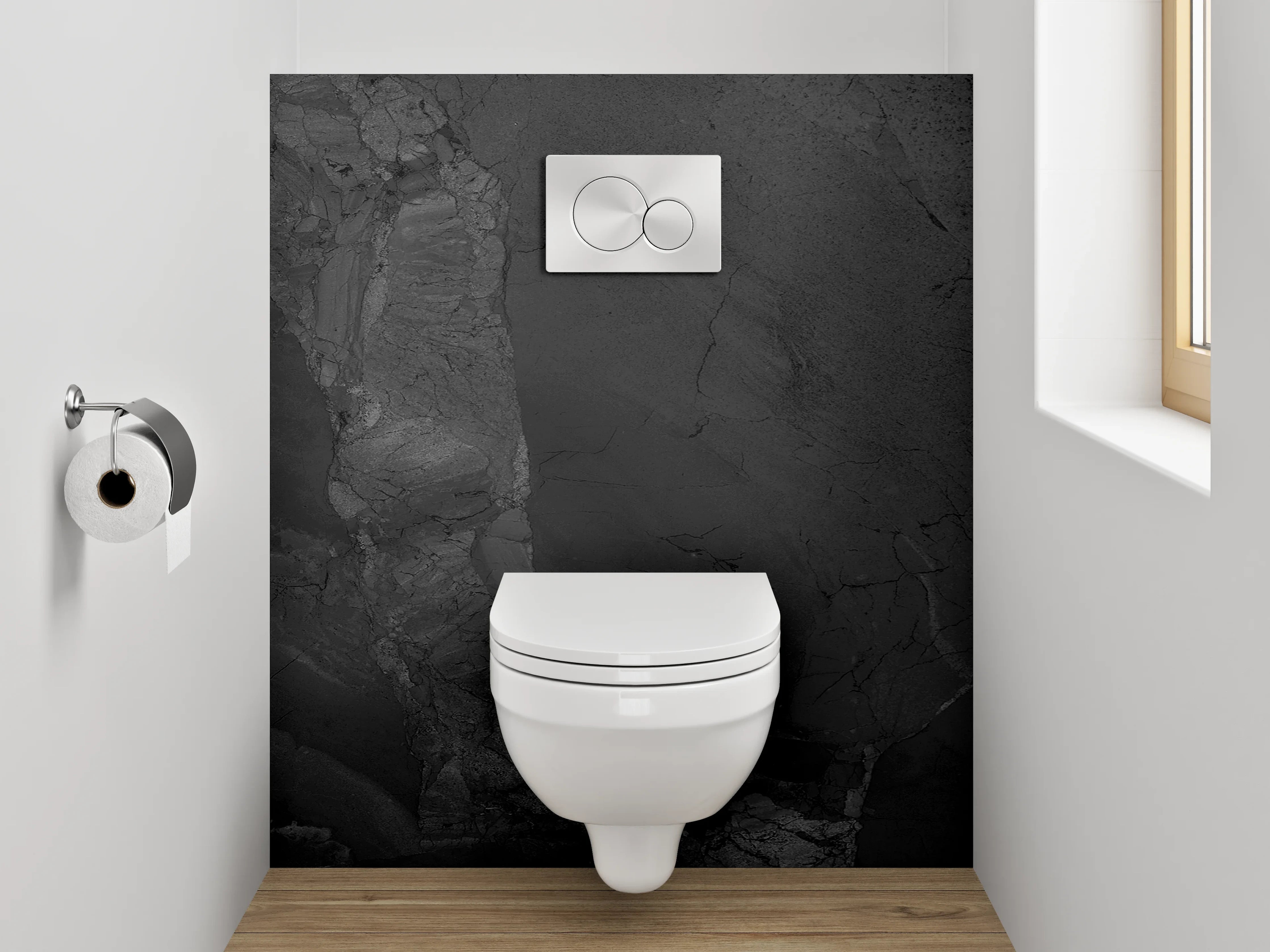 WC-Rückwand - Schwarzer Schiefer Naturstein-Optik