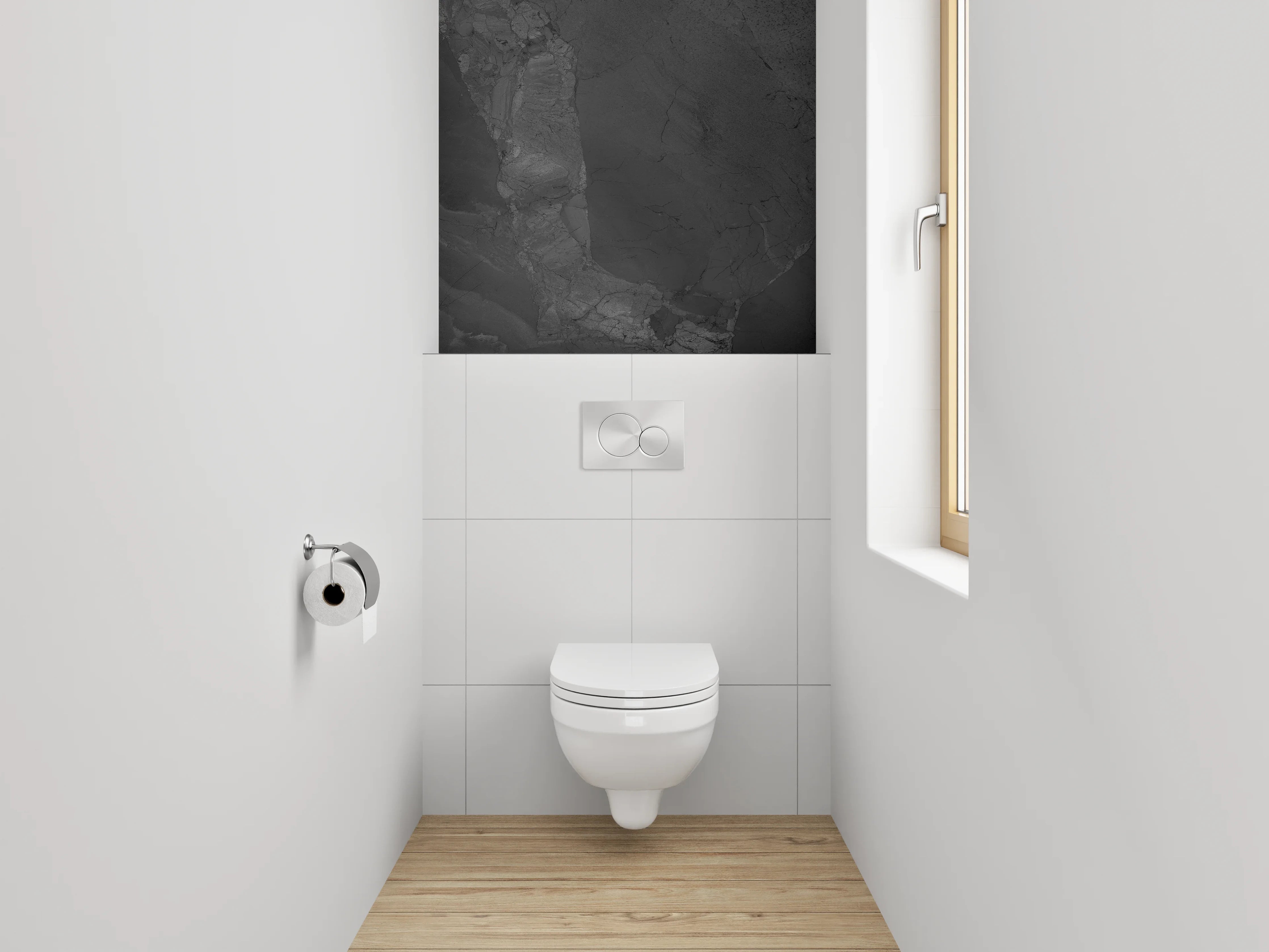 WC-Rückwand - Schwarzer Schiefer Naturstein-Optik