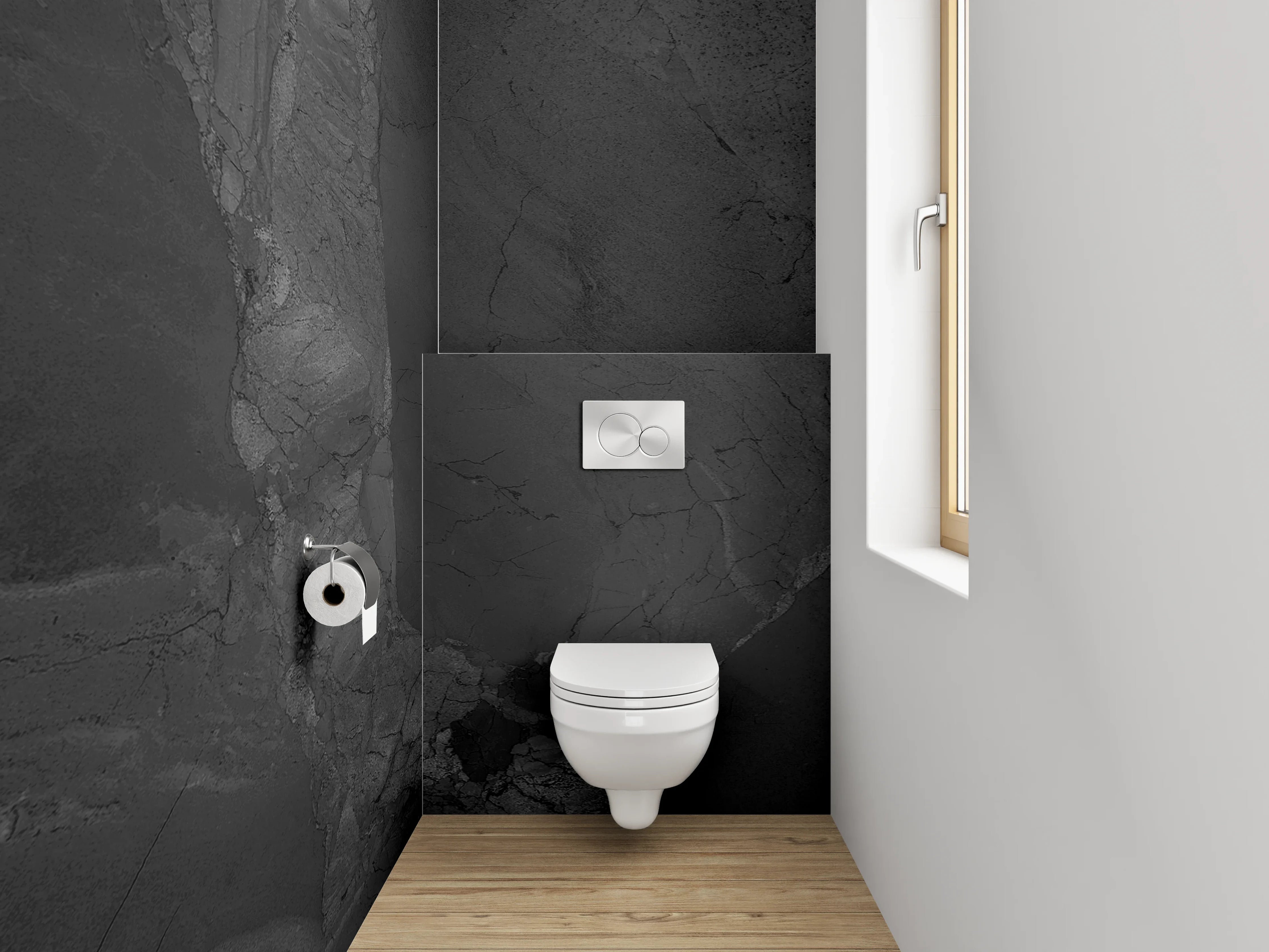WC-Rückwand - Schwarzer Schiefer Naturstein-Optik