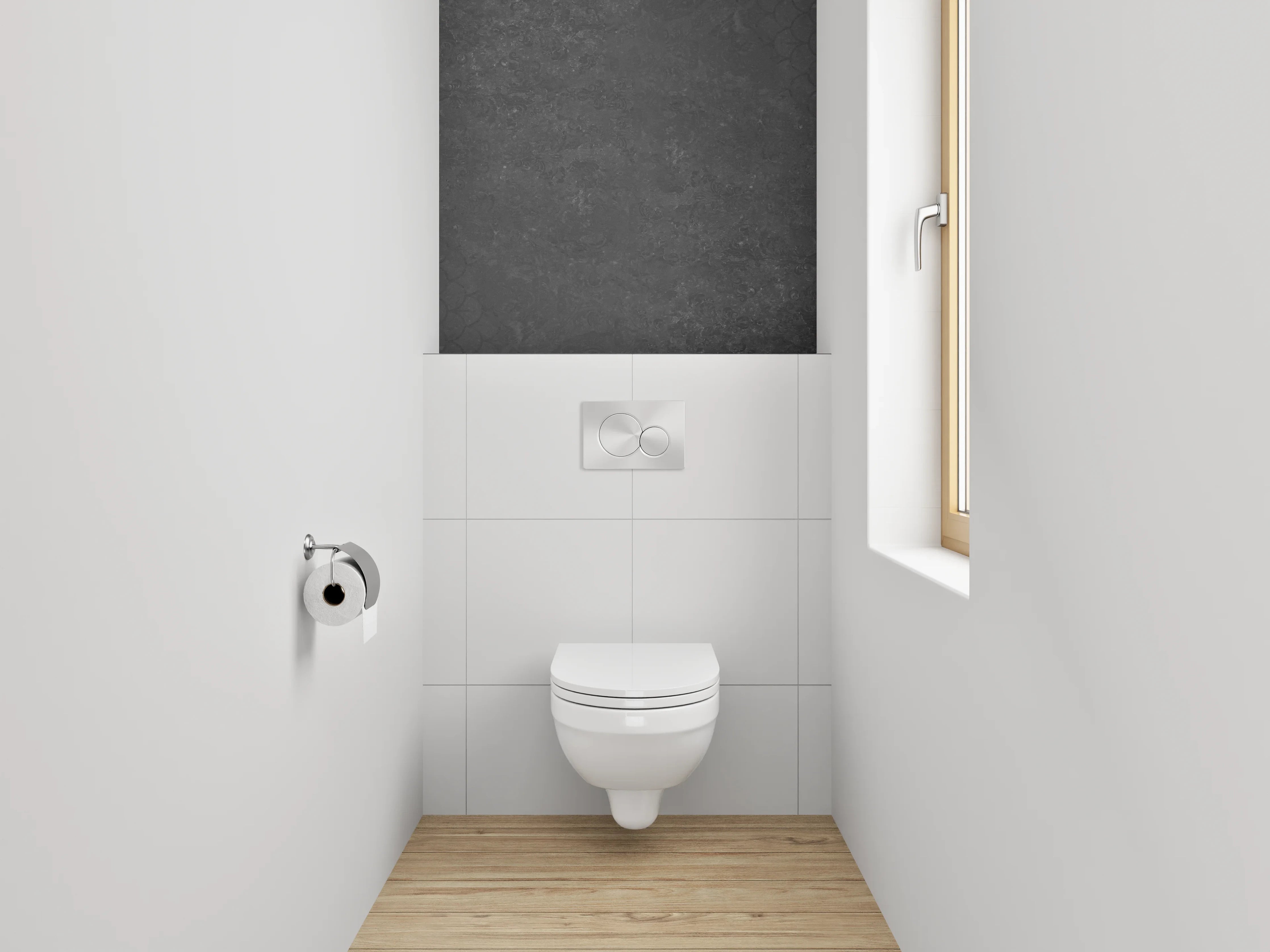 WC-Rückwand - Schwarzer Schiefer mit feinem Muster