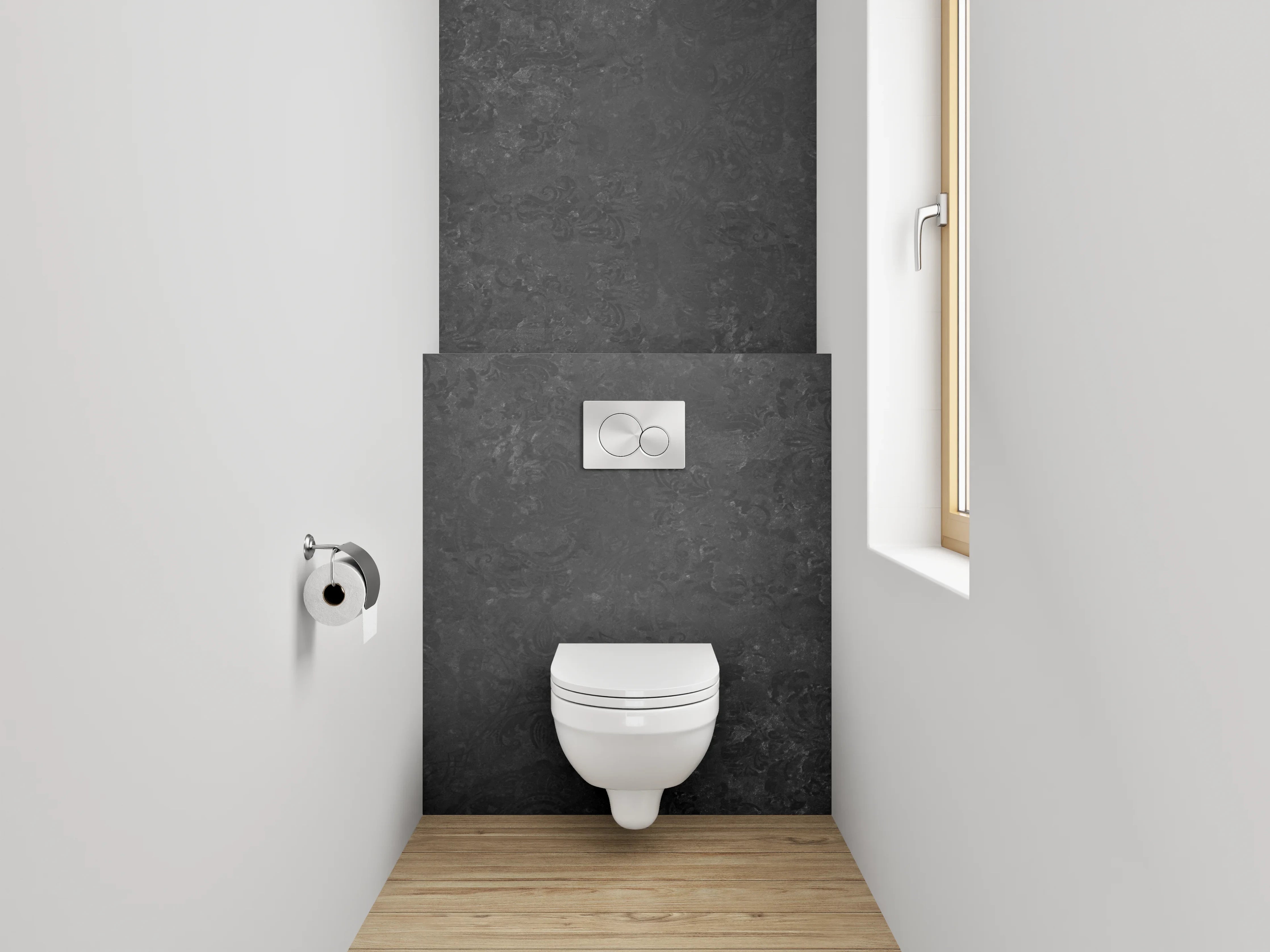 WC-Rückwand - Schwarzer Schiefer mit feinem Muster