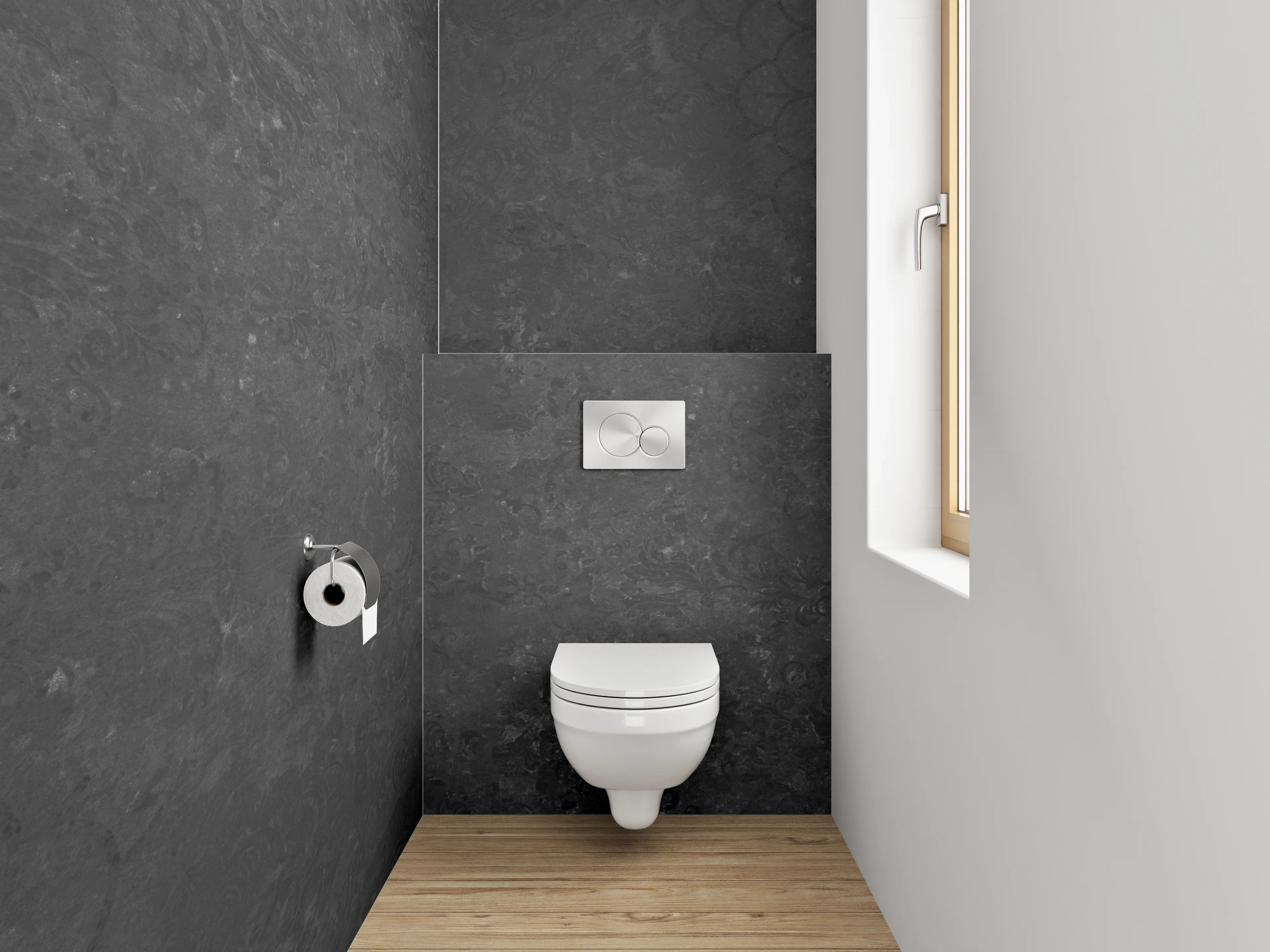 WC-Rückwand - Schwarzer Schiefer mit feinem Muster