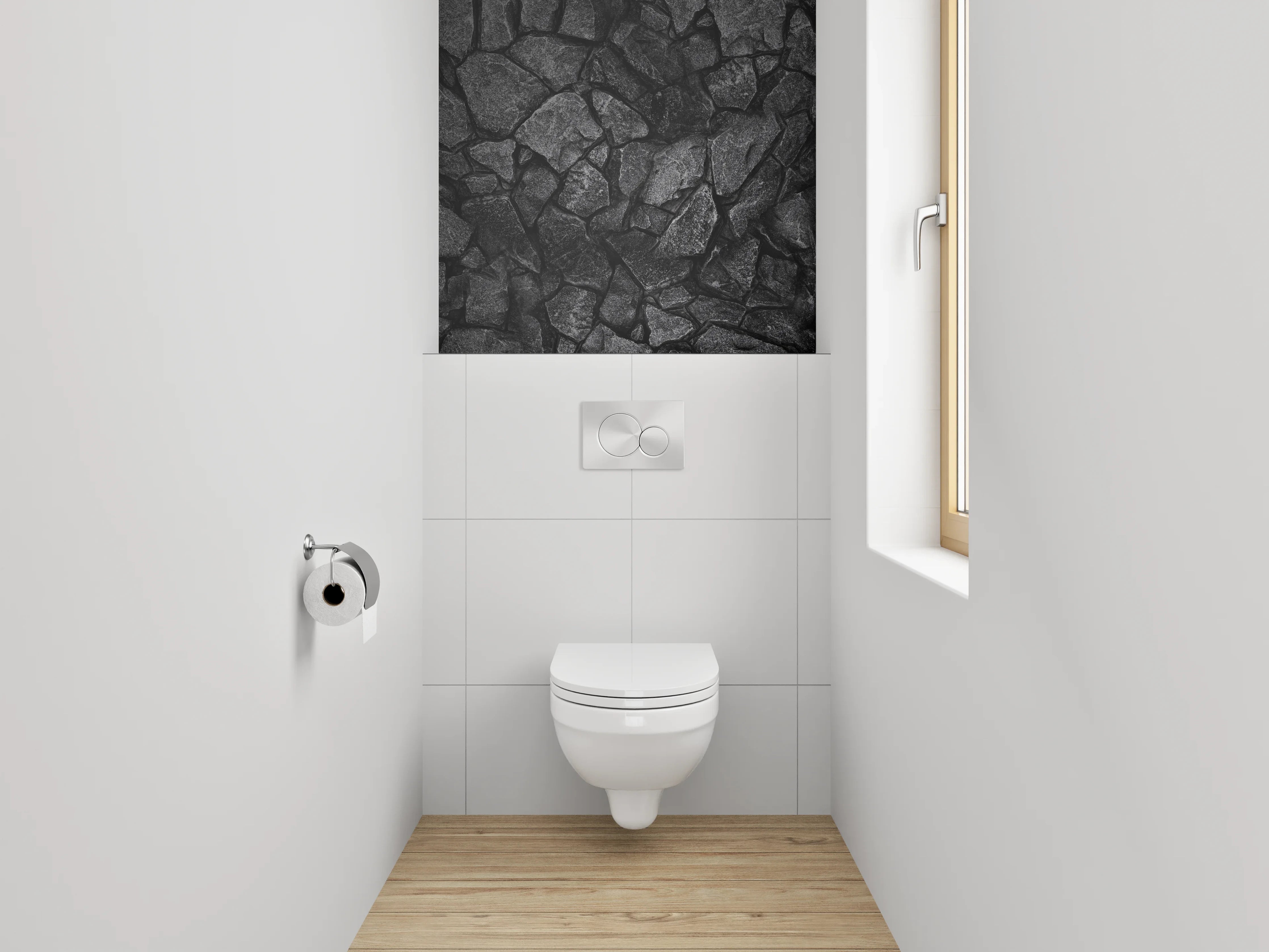 WC-Rückwand - Schwarzer Steinmosaik