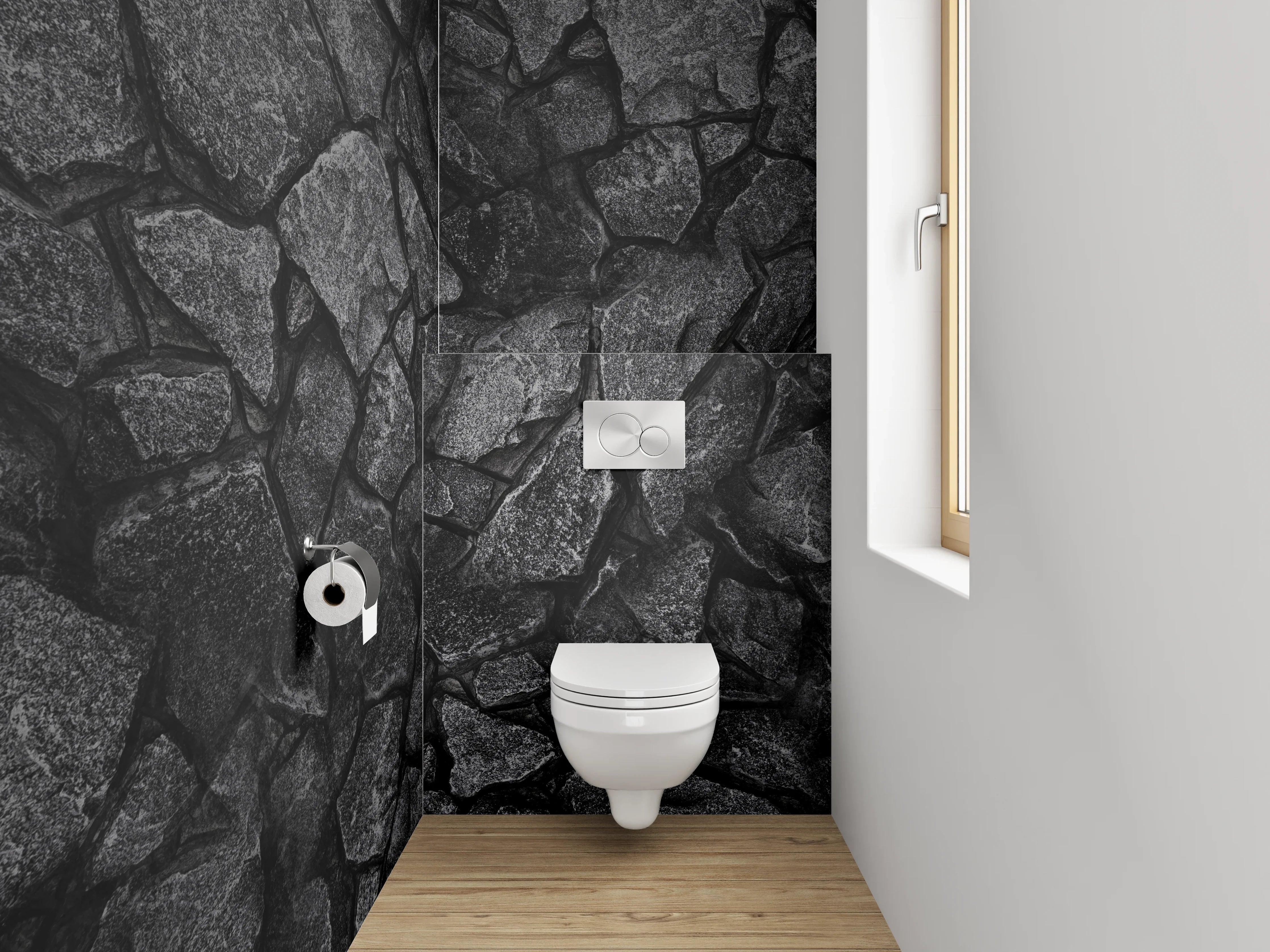 WC-Rückwand - Schwarzer Steinmosaik