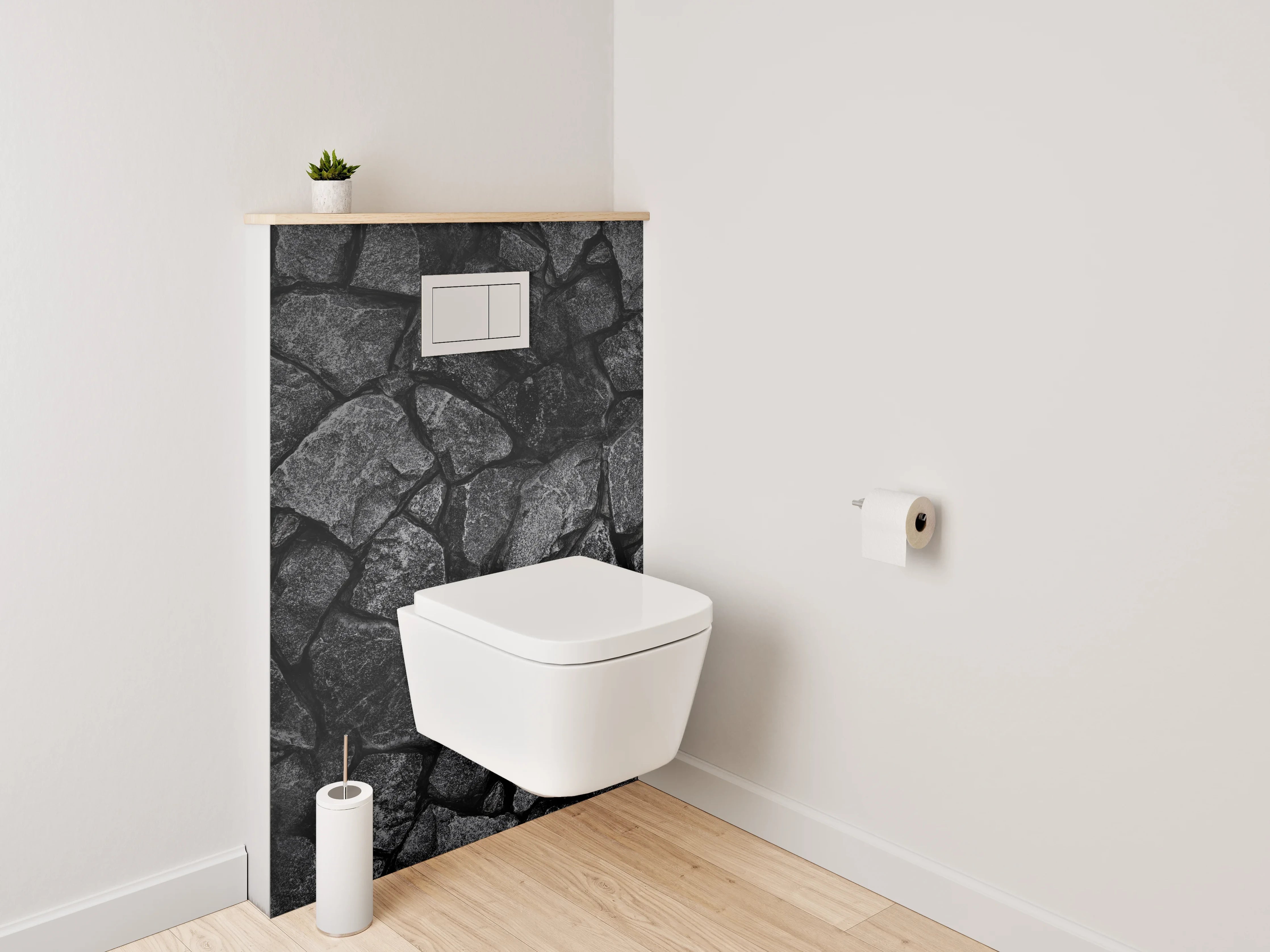 WC-Rückwand - Schwarzer Steinmosaik