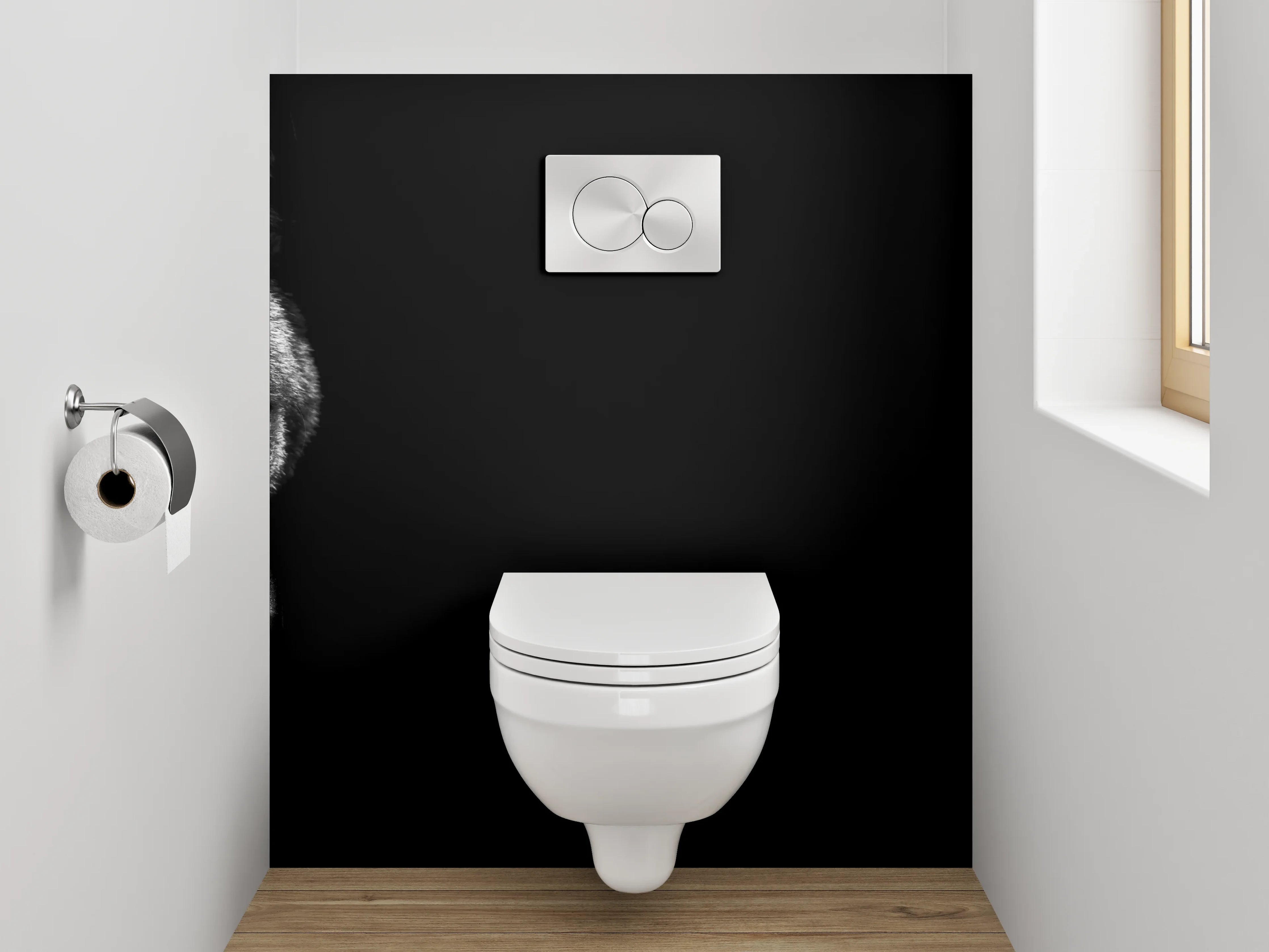 WC-Rückwand - Schwarzer Wolf – Mystisches Tierportrait