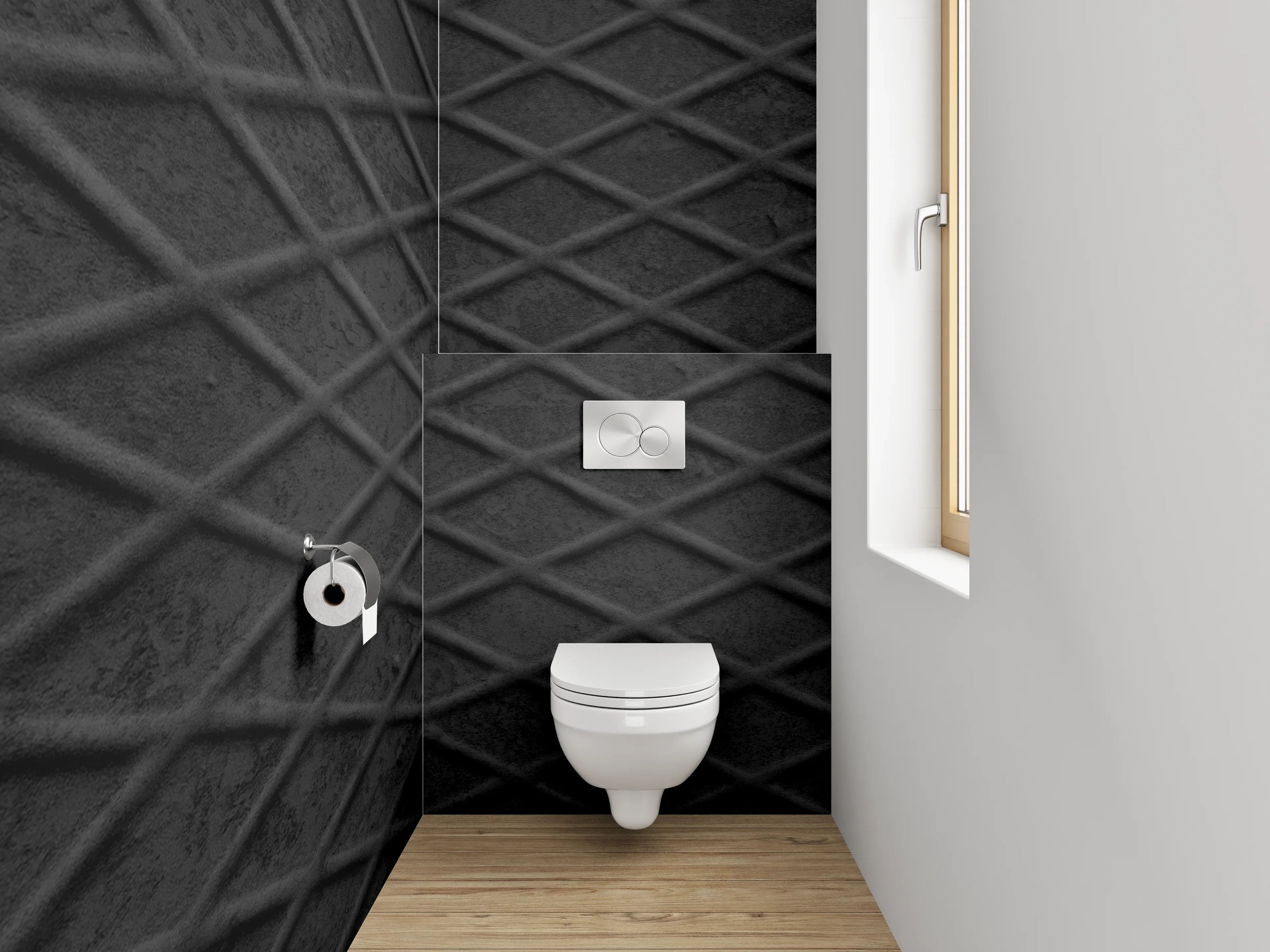 WC-Rückwand - Schwarzes Rautenmuster Struktur Design