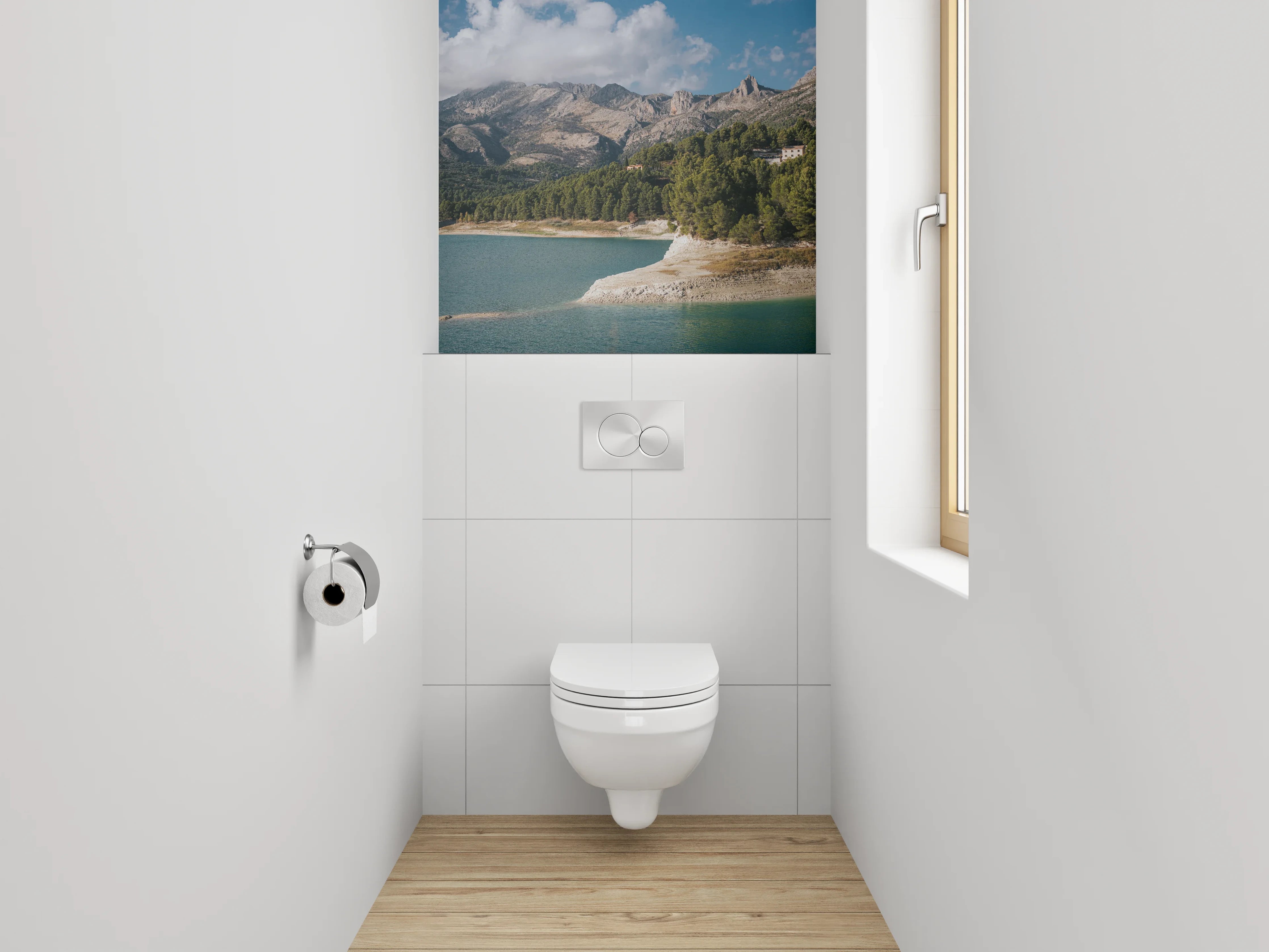WC-Rückwand - See- und Berglandschaft Panorama
