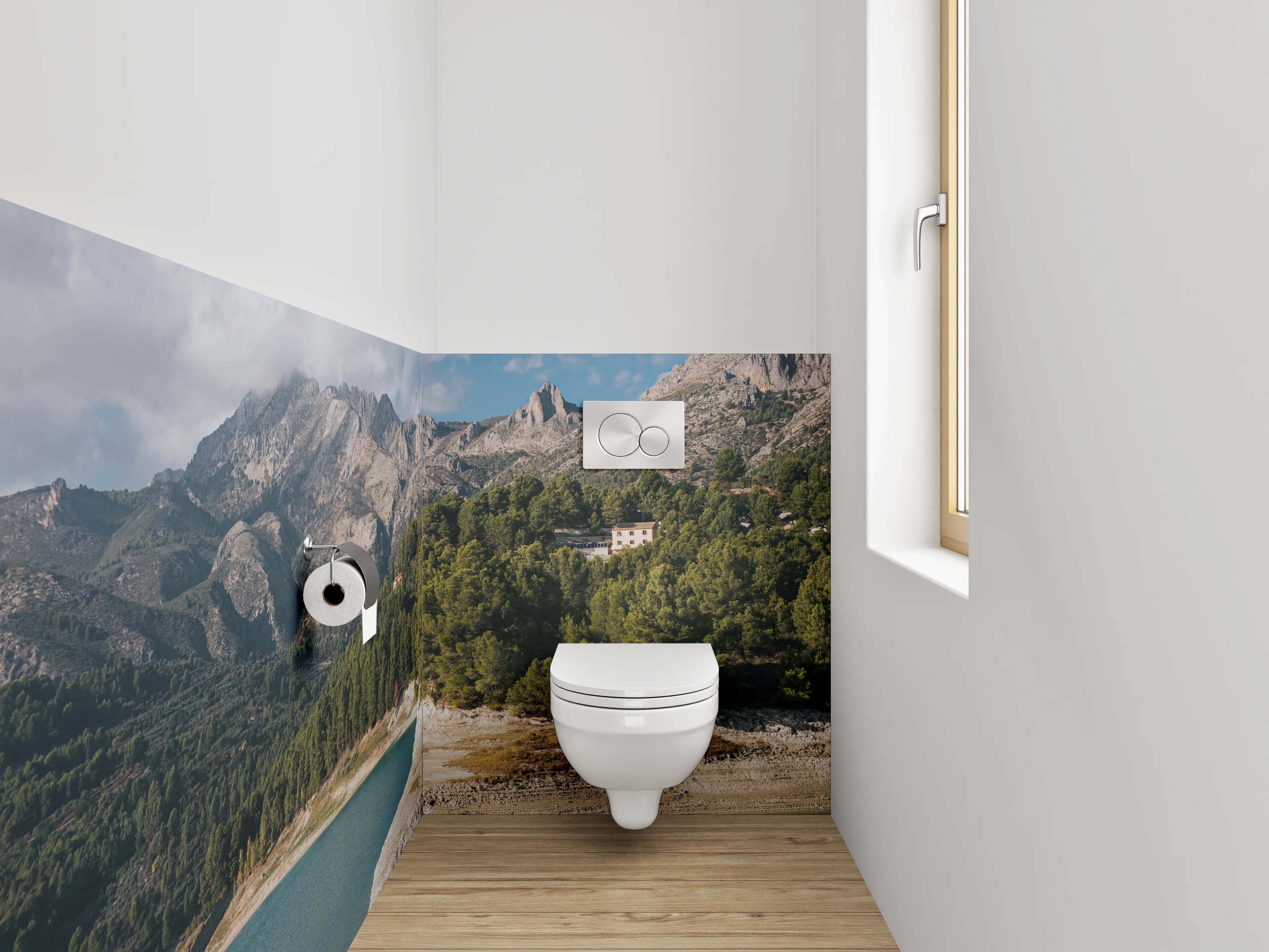 WC-Rückwand - See- und Berglandschaft Panorama