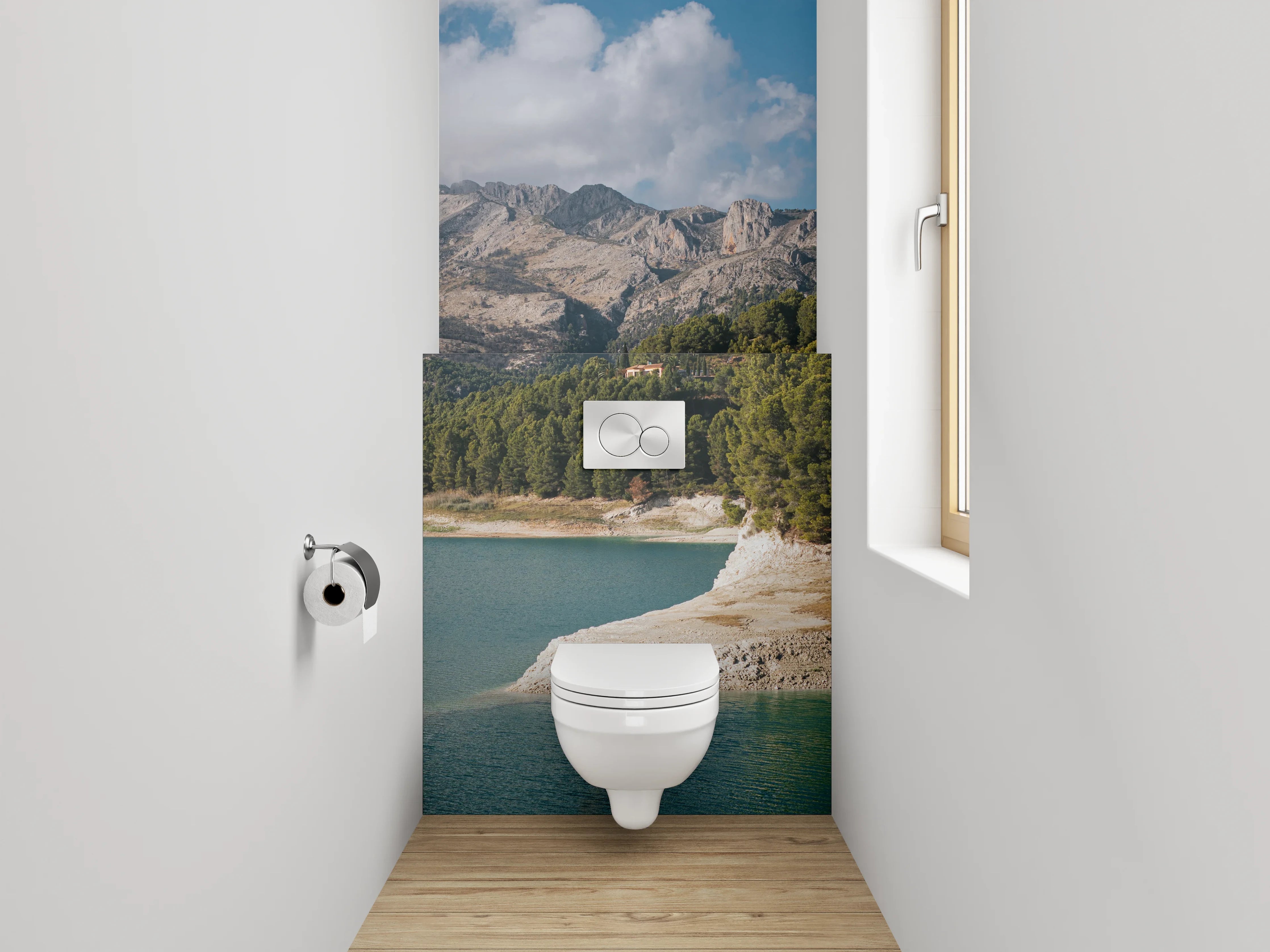 WC-Rückwand - See- und Berglandschaft Panorama