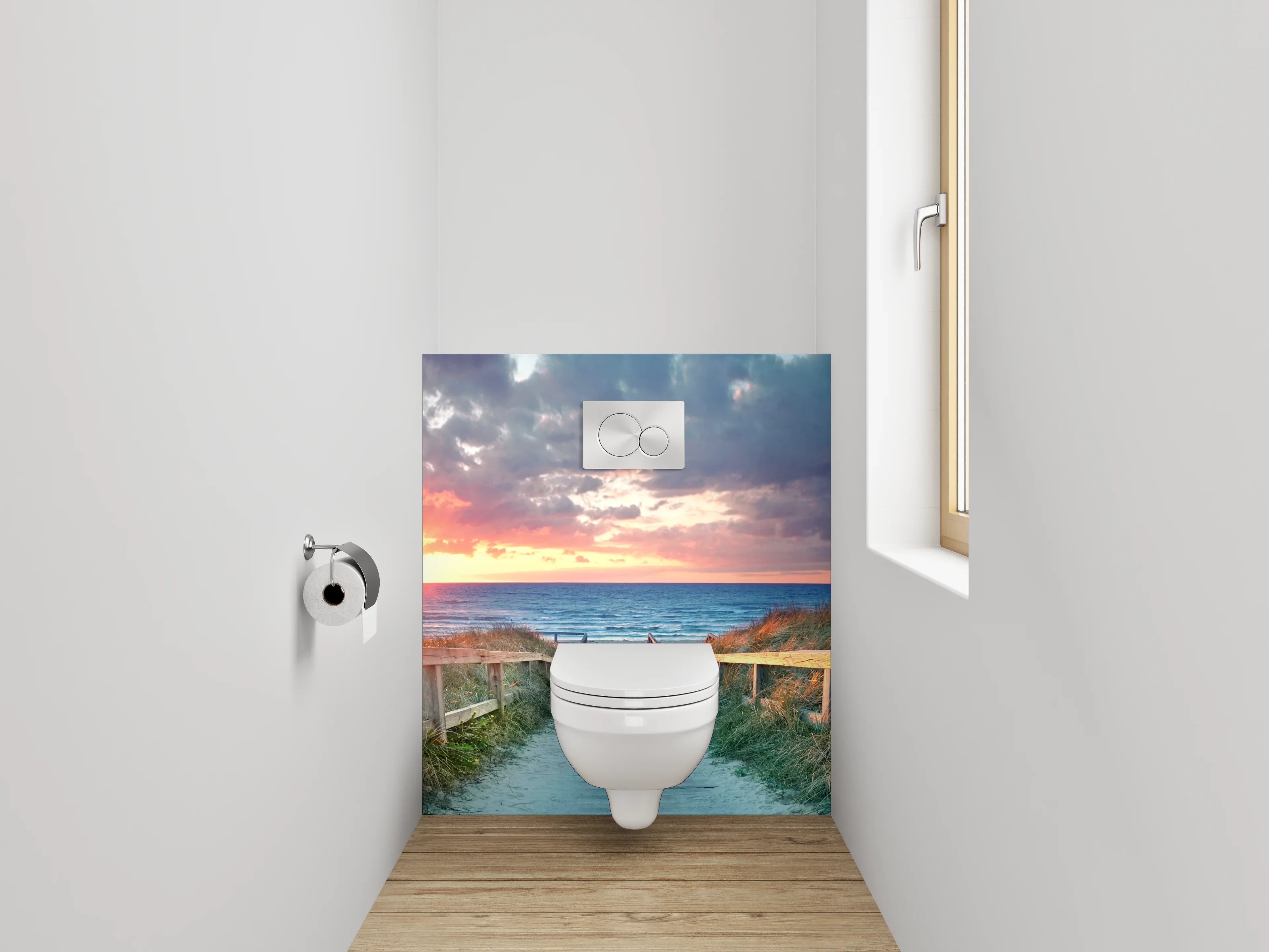WC-Rückwand - Seebrücke am Strand bei Sonnenuntergang