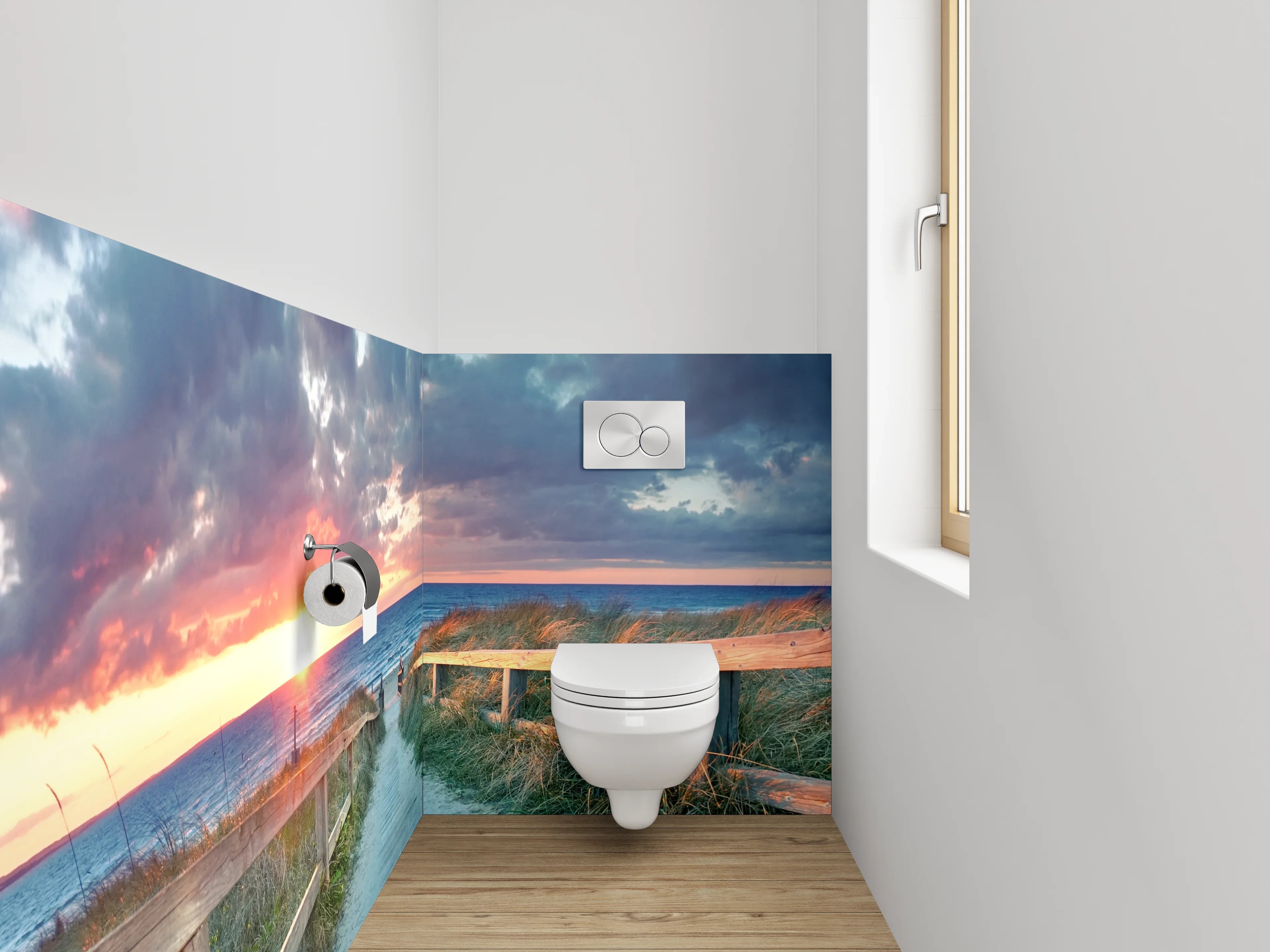 WC-Rückwand - Seebrücke am Strand bei Sonnenuntergang