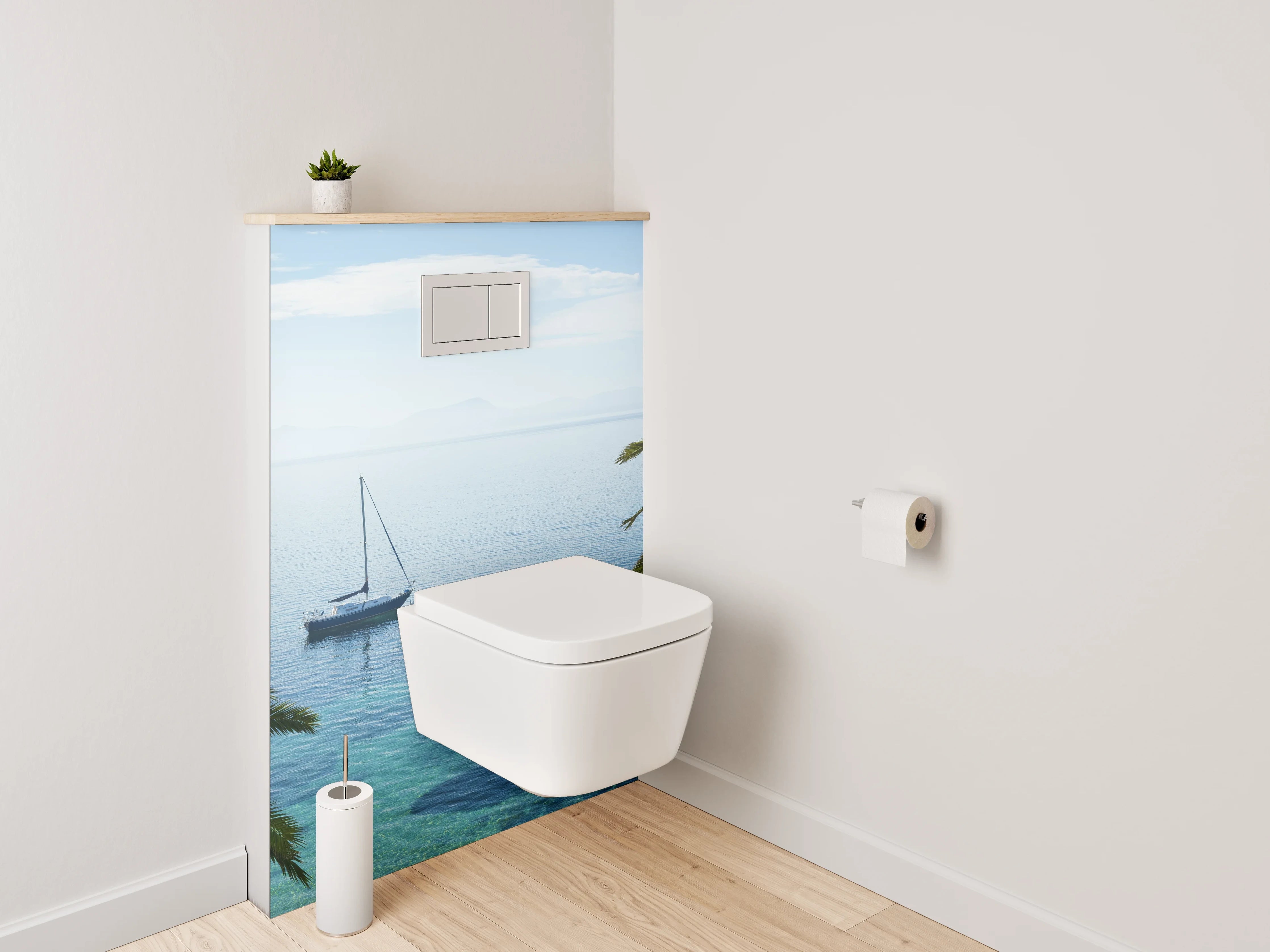 WC-Rückwand - Segelboot auf ruhigem Meer