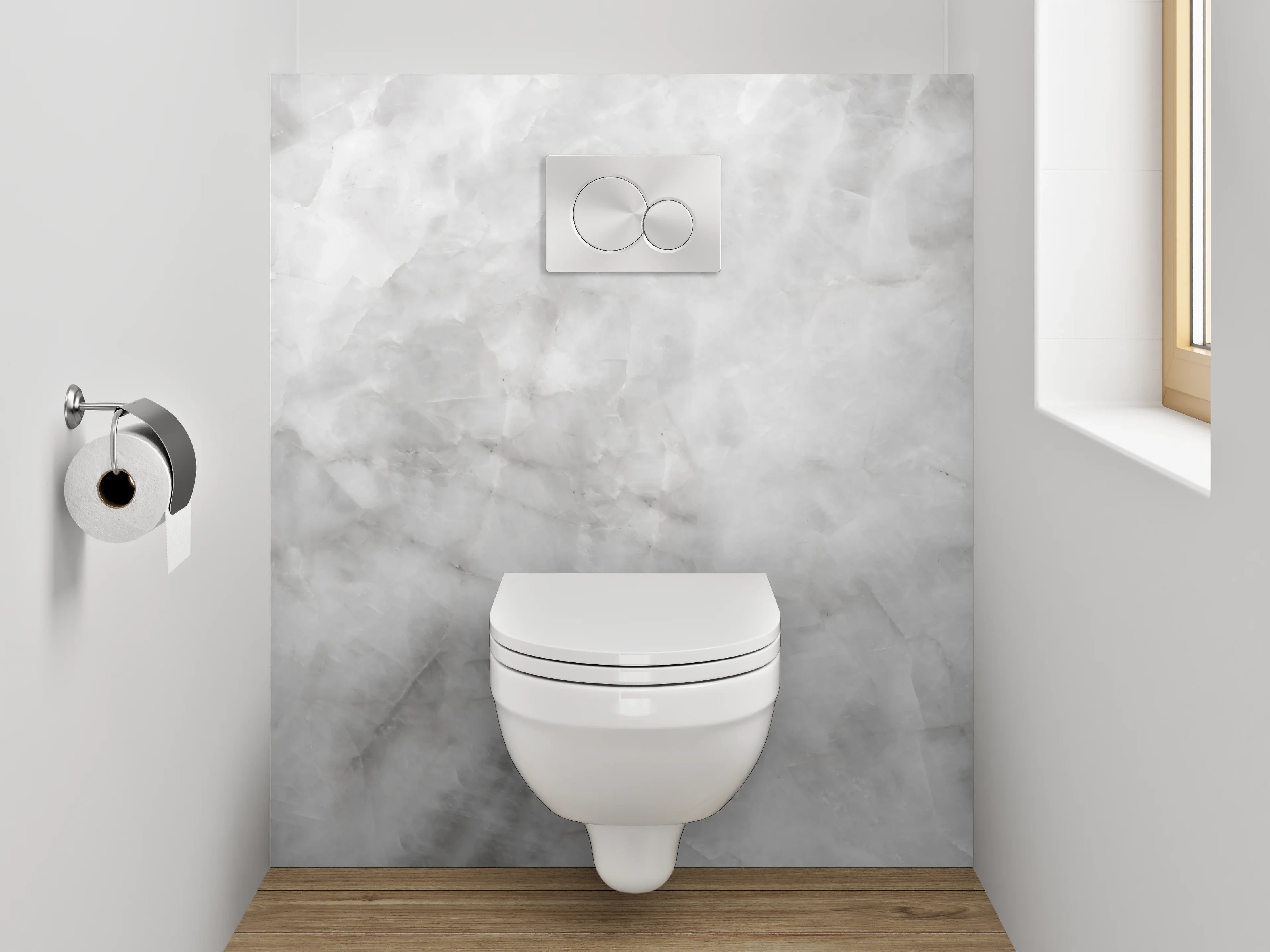 WC-Rückwand - Silbergraue Marmor-Optik