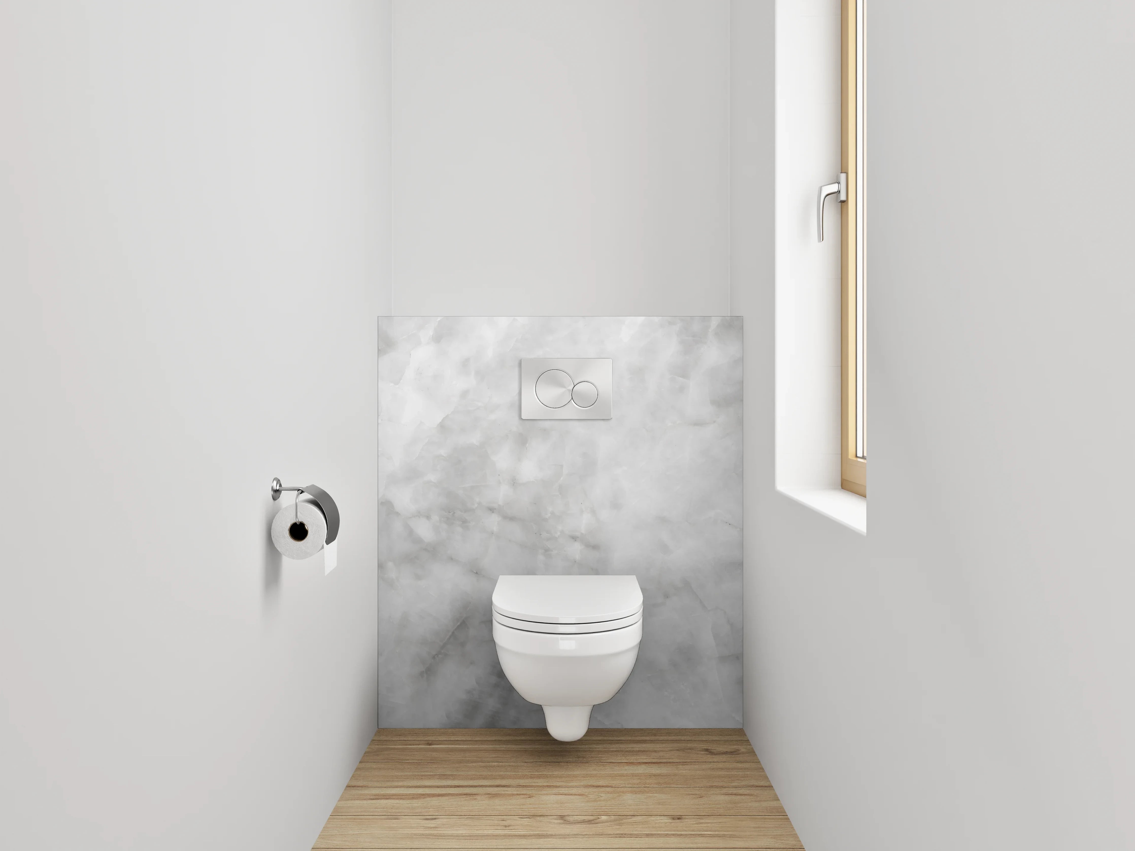 WC-Rückwand - Silbergraue Marmor-Optik
