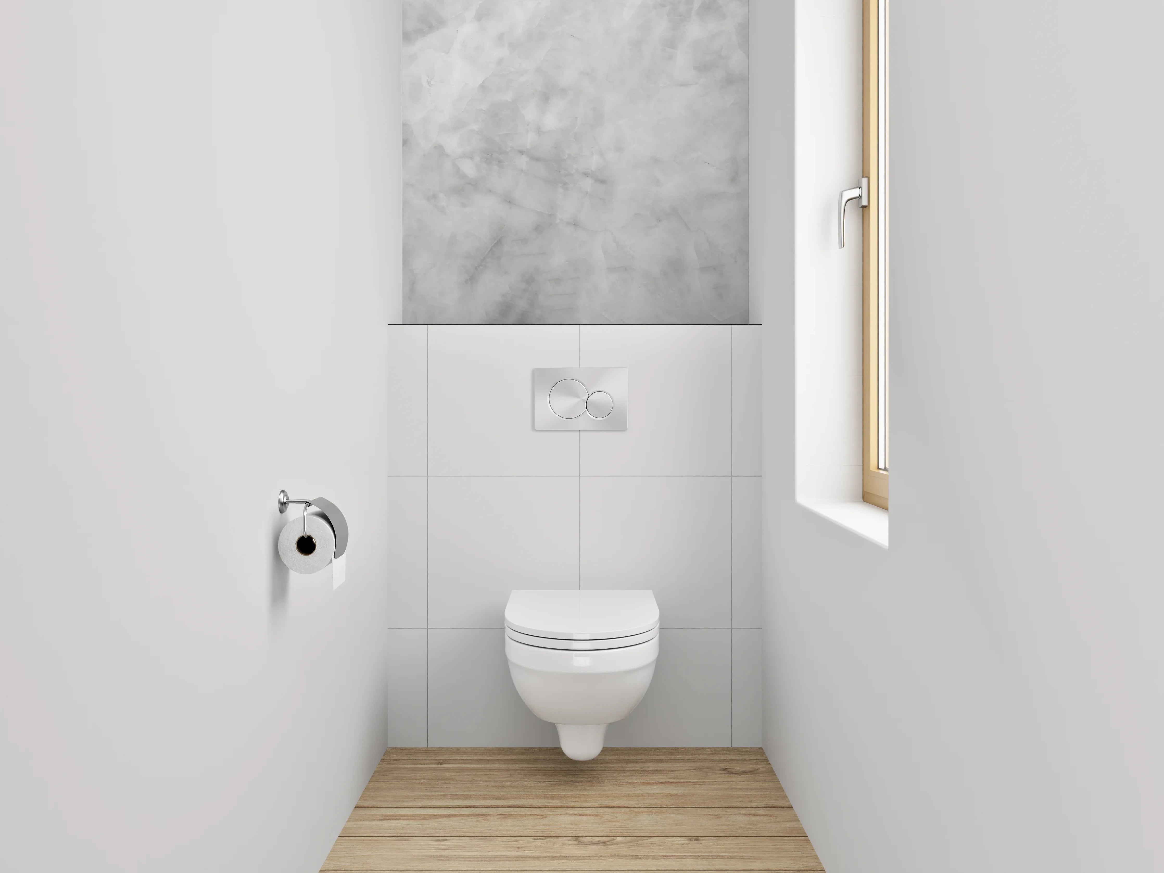 WC-Rückwand - Silbergraue Marmor-Optik