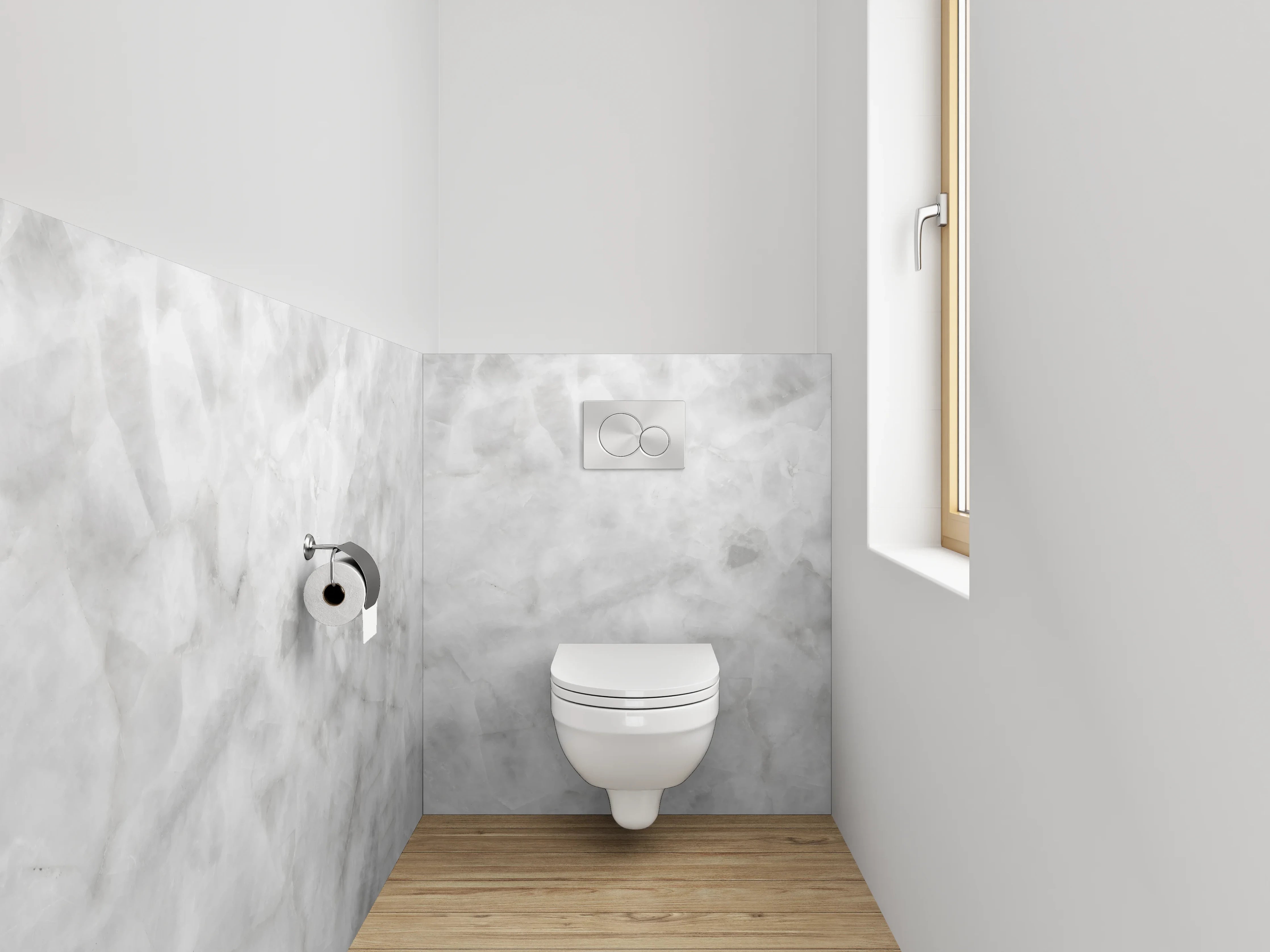 WC-Rückwand - Silbergraue Marmor-Optik