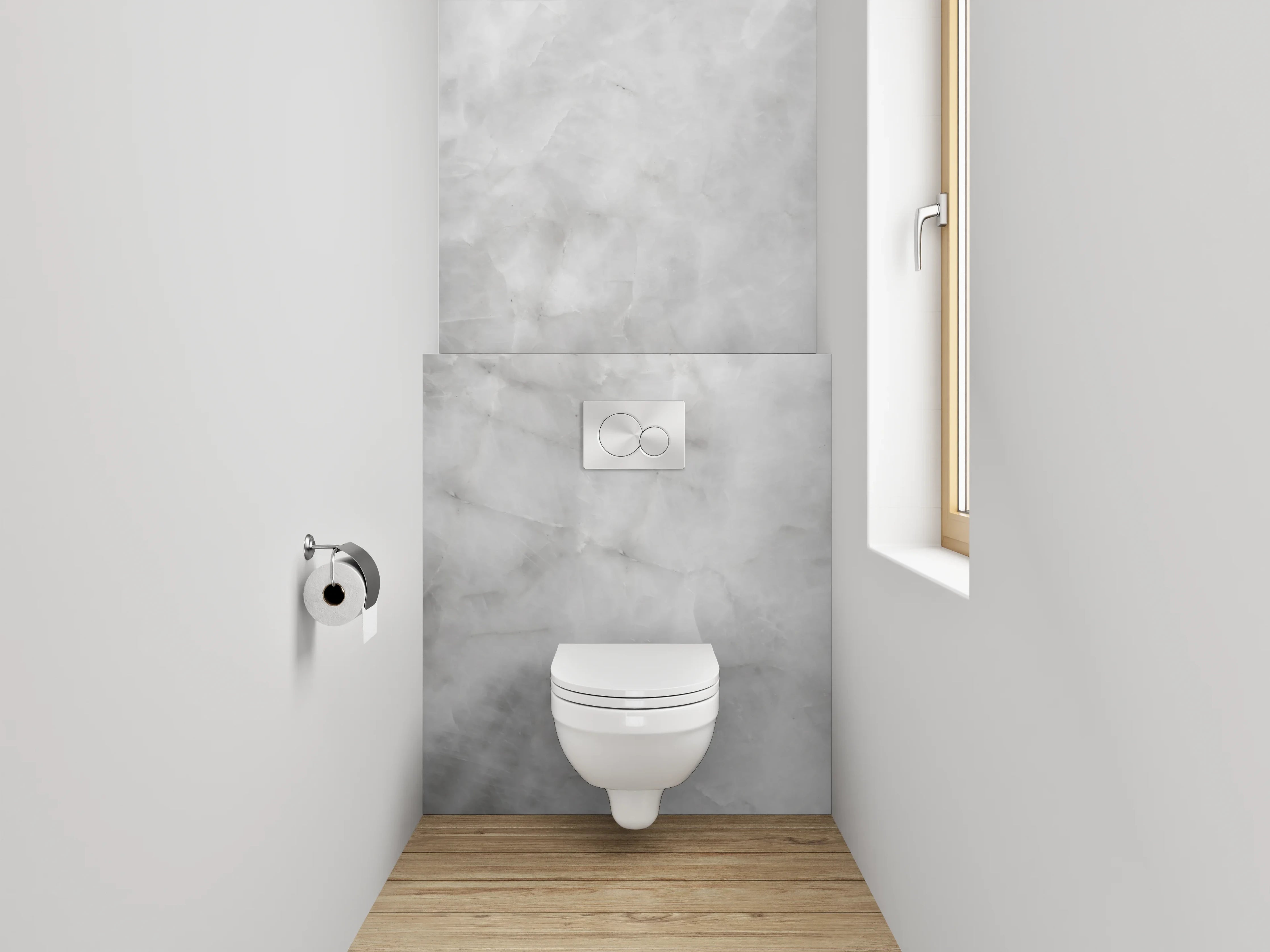 WC-Rückwand - Silbergraue Marmor-Optik