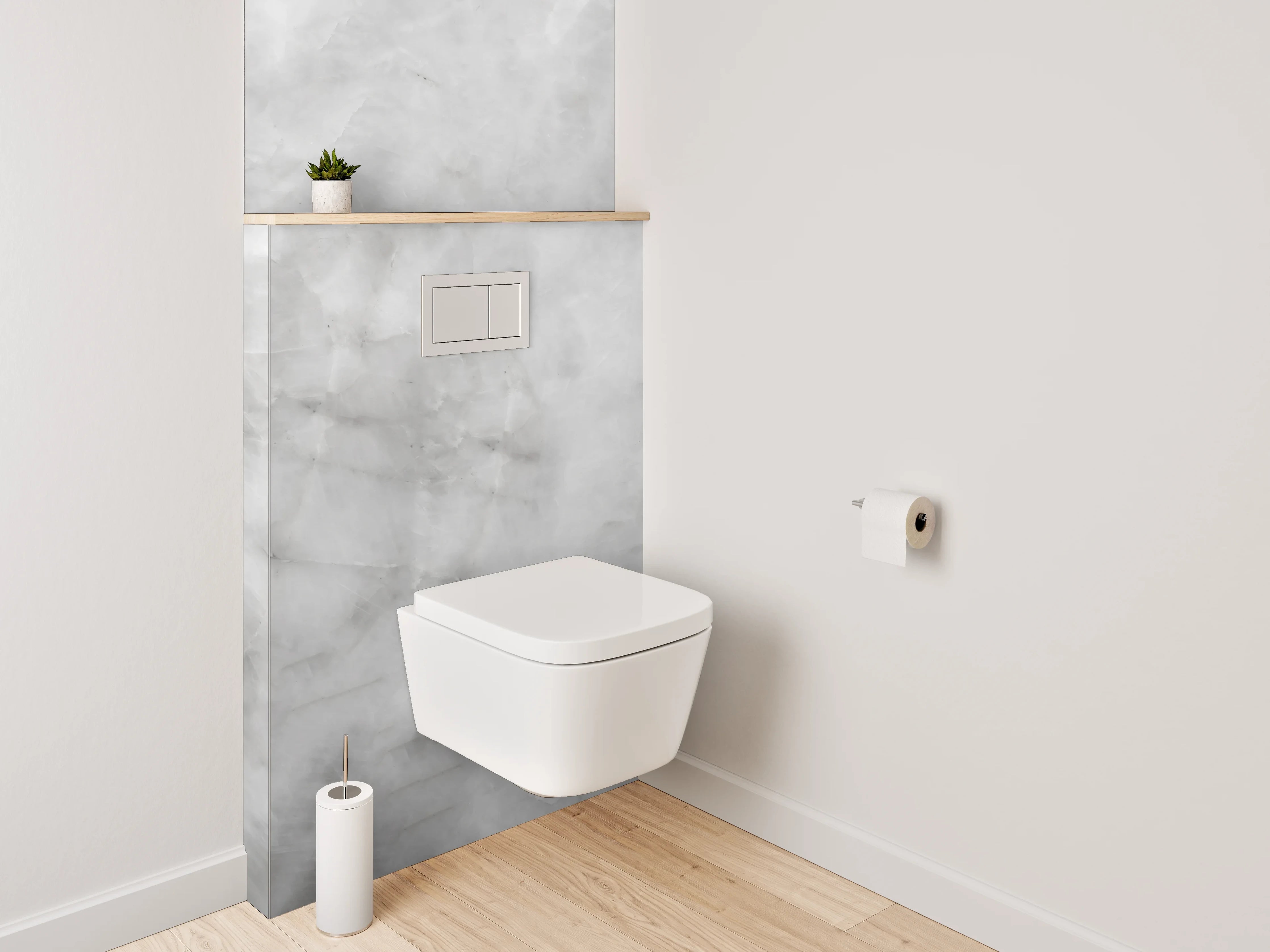 WC-Rückwand - Silbergraue Marmor-Optik