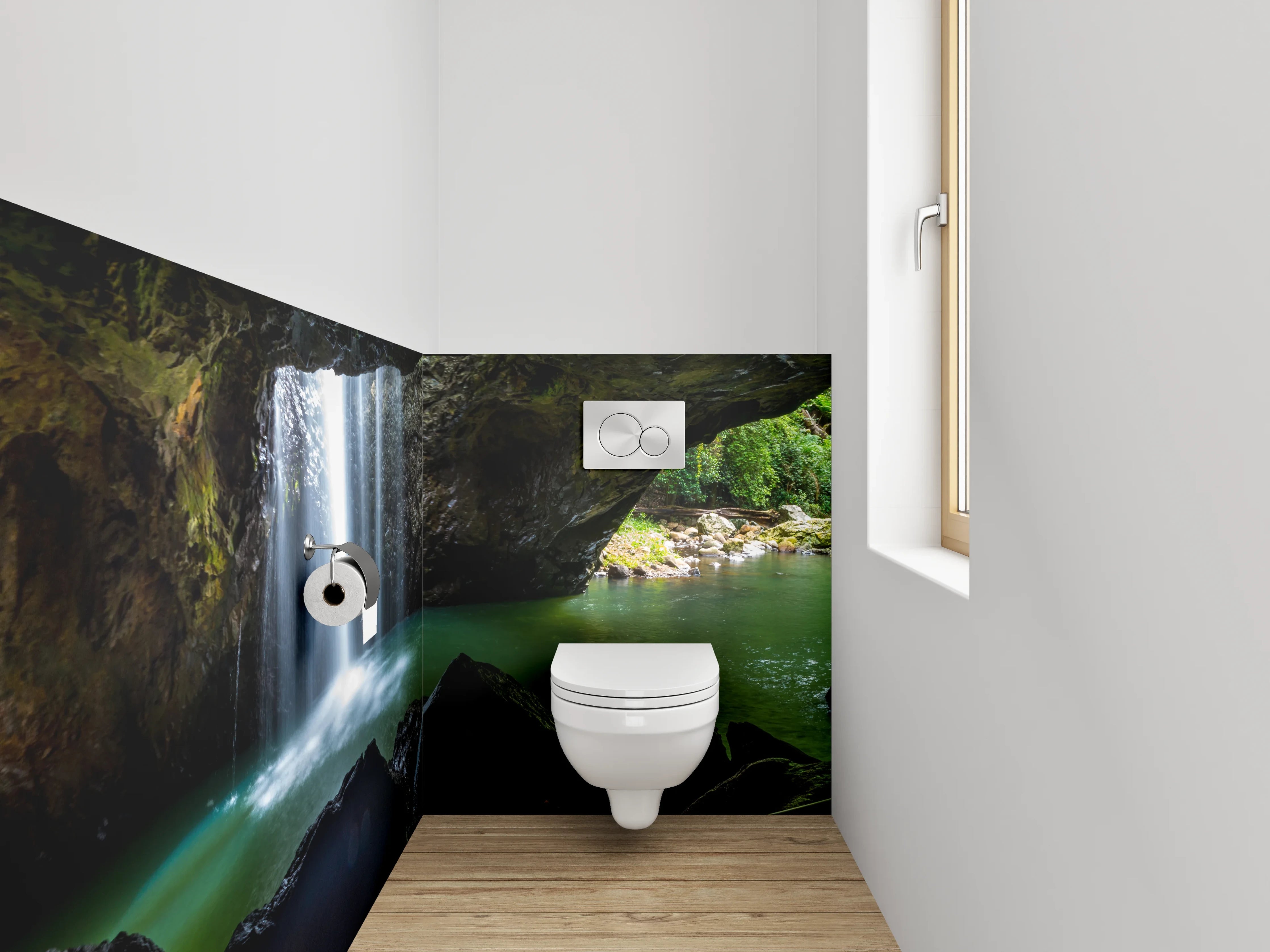 WC-Rückwand - Silbergraue Wasserträume im Urwald