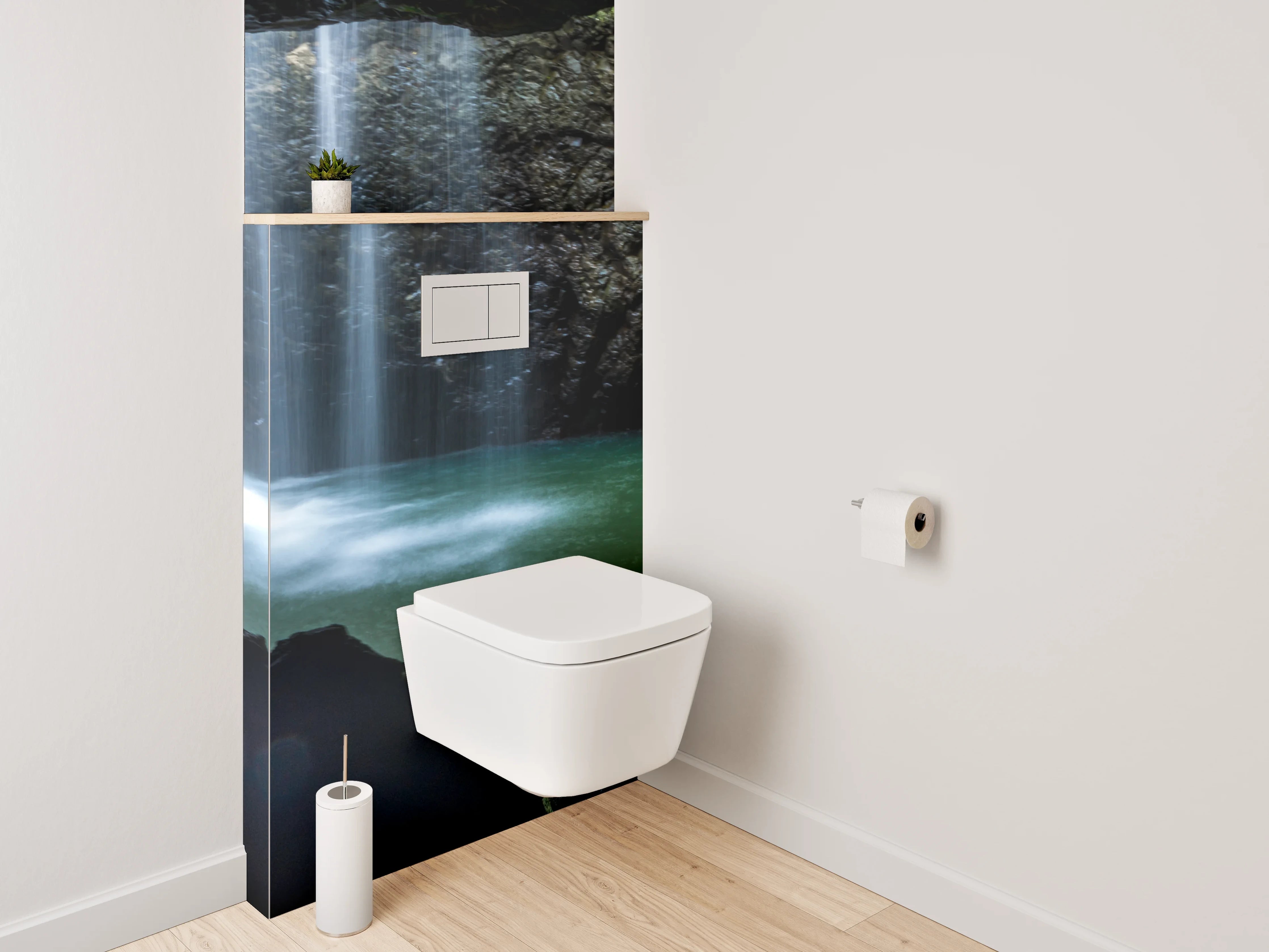 WC-Rückwand - Silbergraue Wasserträume im Urwald