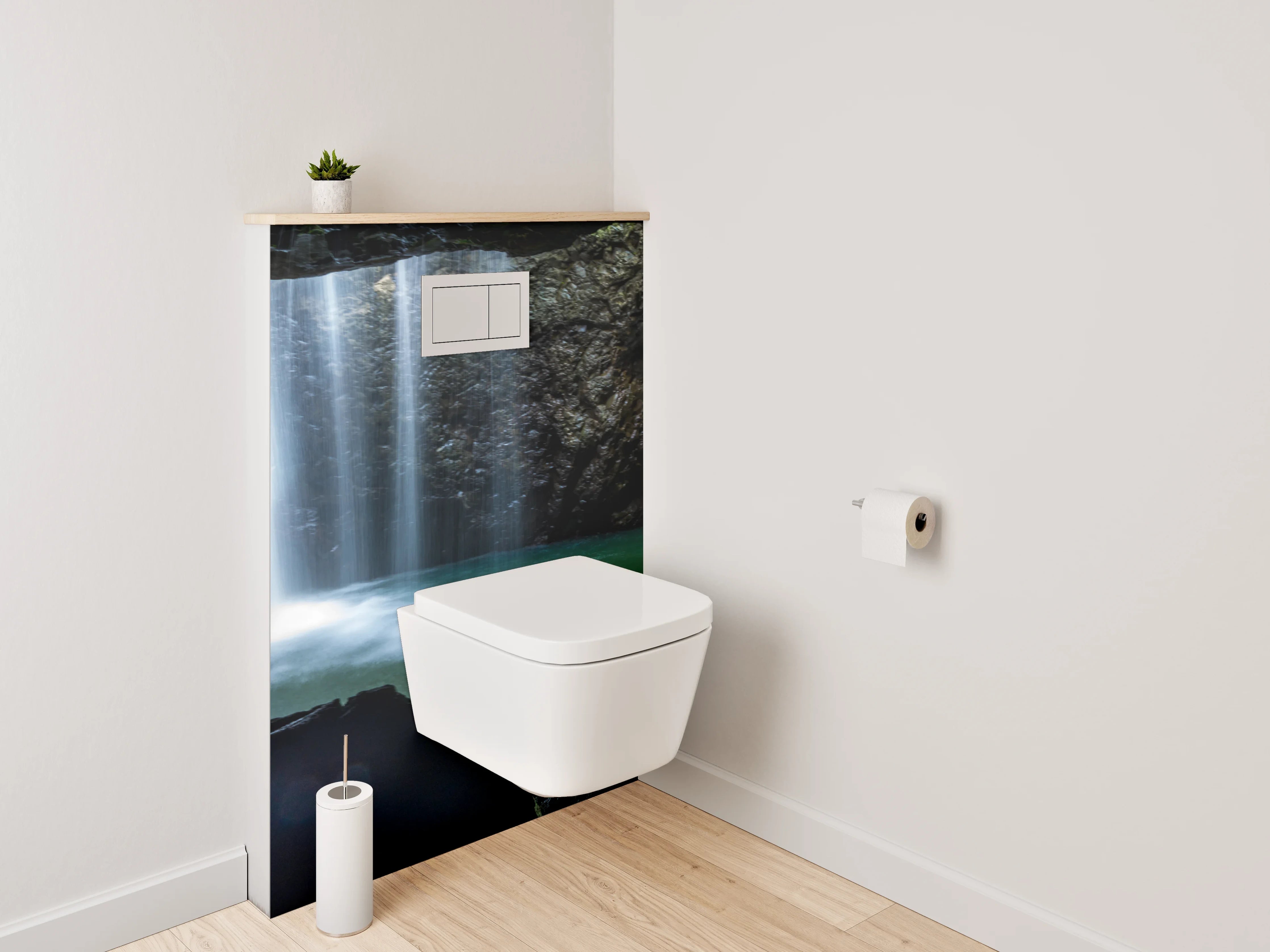 WC-Rückwand - Silbergraue Wasserträume im Urwald