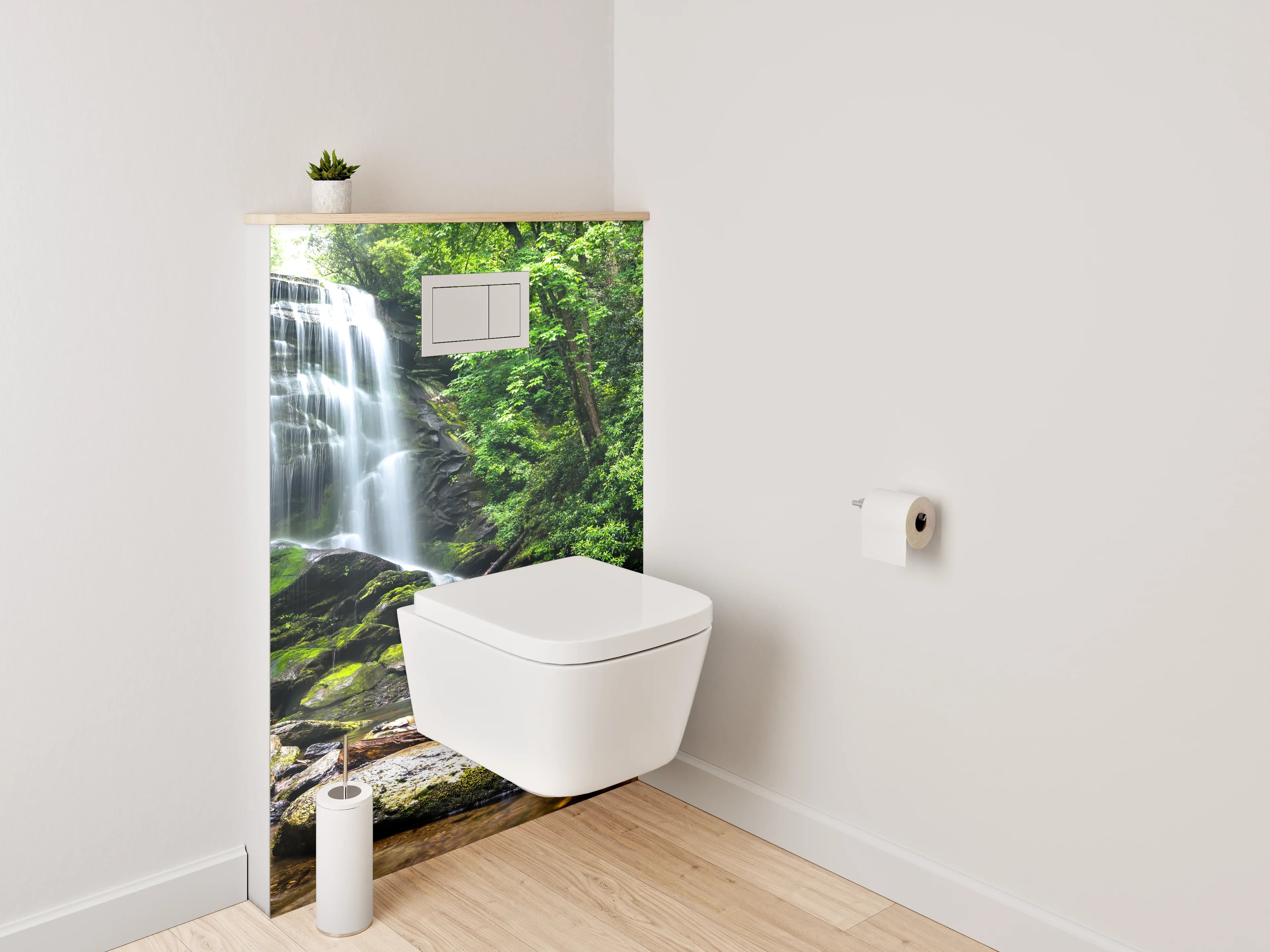 WC-Rückwand - Silbergrauer Bach im smaragdgrünen Forst